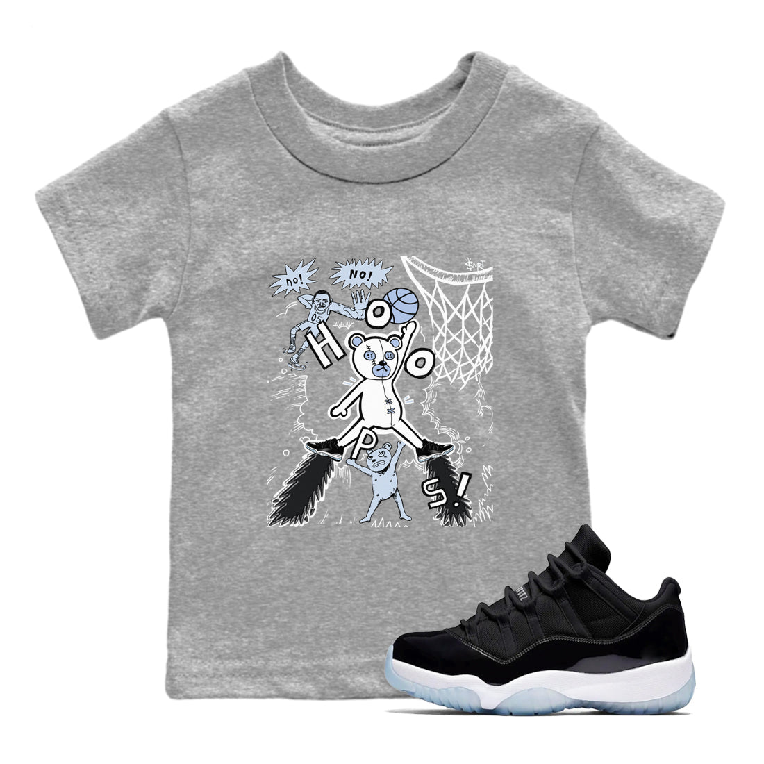 11s Low Space shirt to match jordans Stop The Bear sneaker tees Air Jordan 11 Low Space Drip Gear Zone baby toddler Heather Grey 1 cotton Shirt