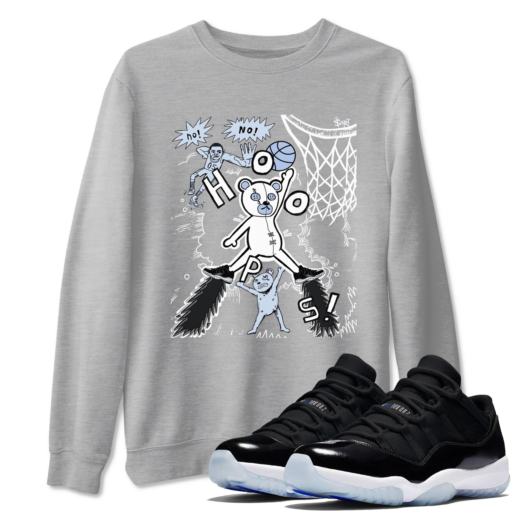 11s Low Space shirt to match jordans Stop The Bear sneaker tees Air Jordan 11 Low Space Drip Gear Zone unisex cotton Heather Grey 1 crew neck shirt