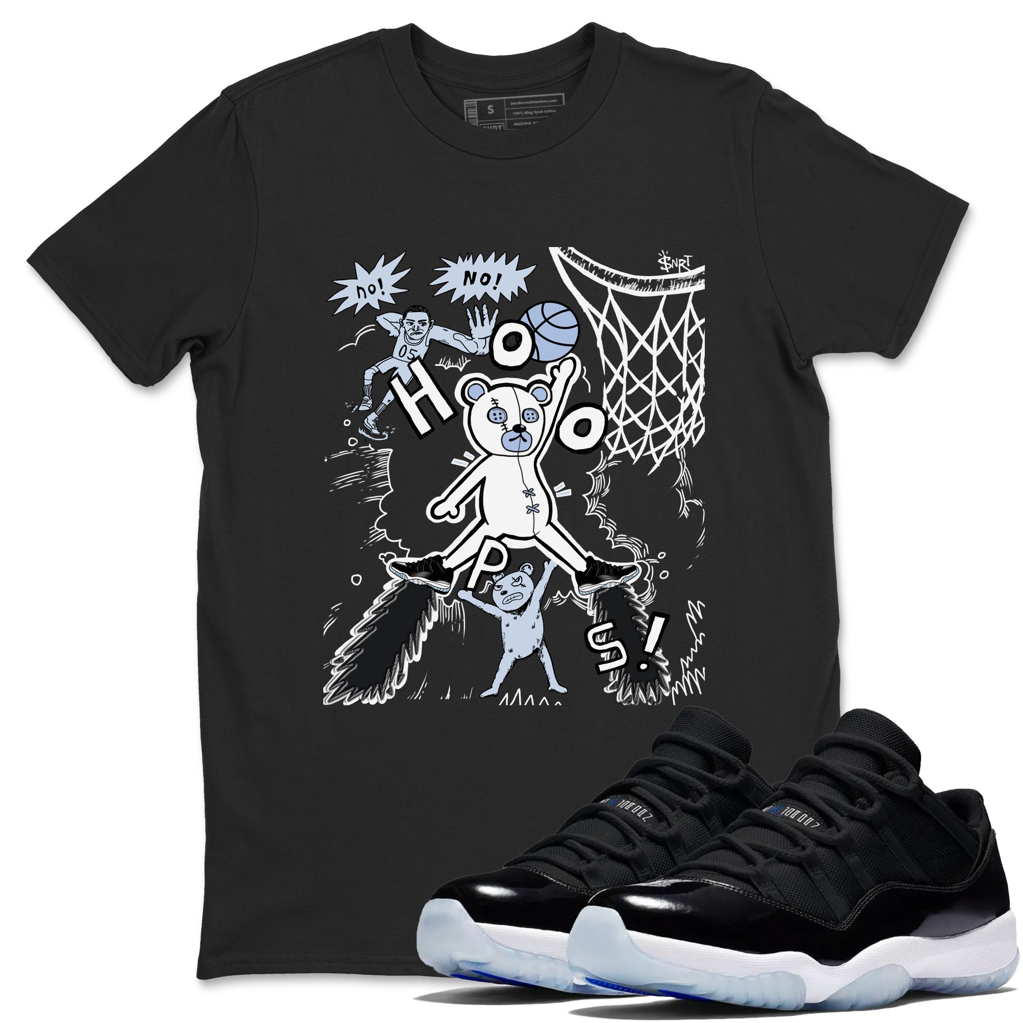 11s Low Space shirt to match jordans Stop The Bear sneaker tees Air Jordan 11 Low Space Drip Gear Zone unisex cotton Black 1 crew neck shirt
