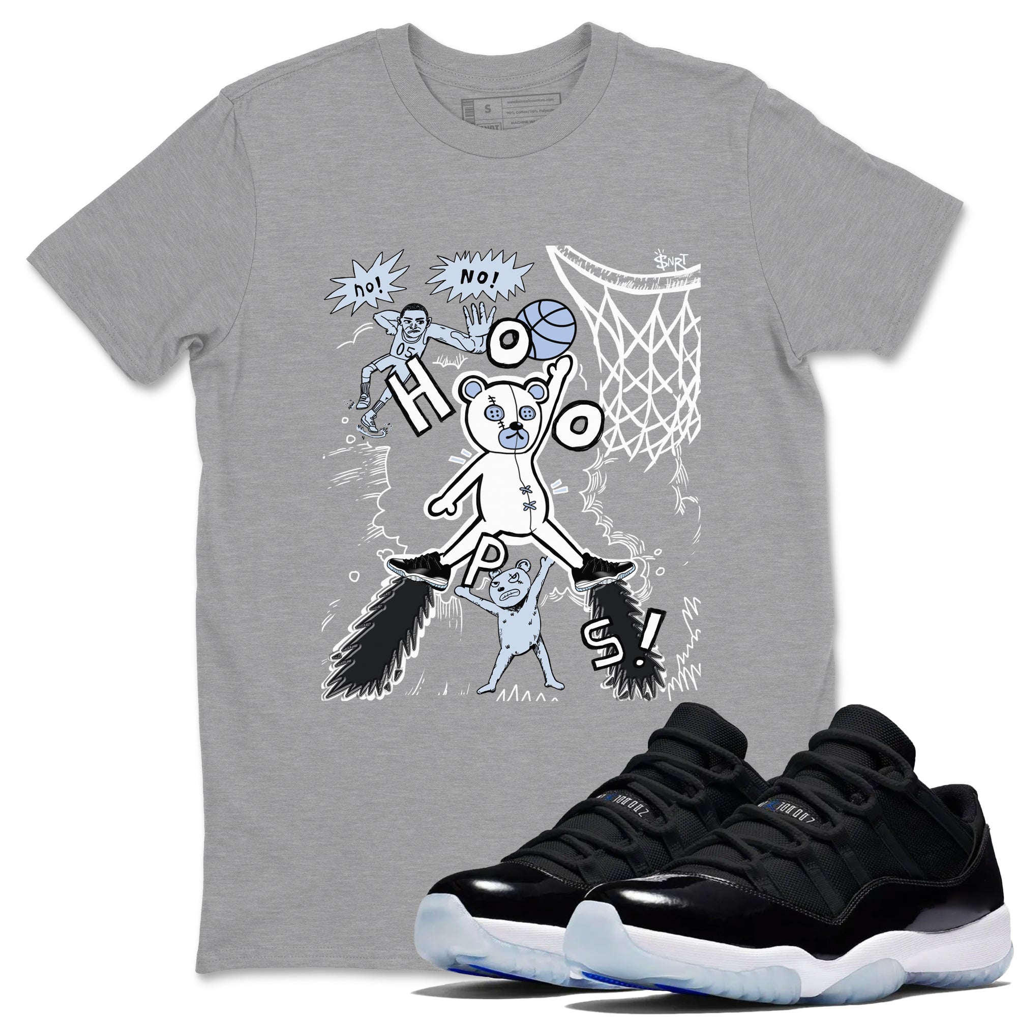 11s Low Space shirt to match jordans Stop The Bear sneaker tees Air Jordan 11 Low Space Drip Gear Zone unisex cotton Heather Grey 1 crew neck shirt