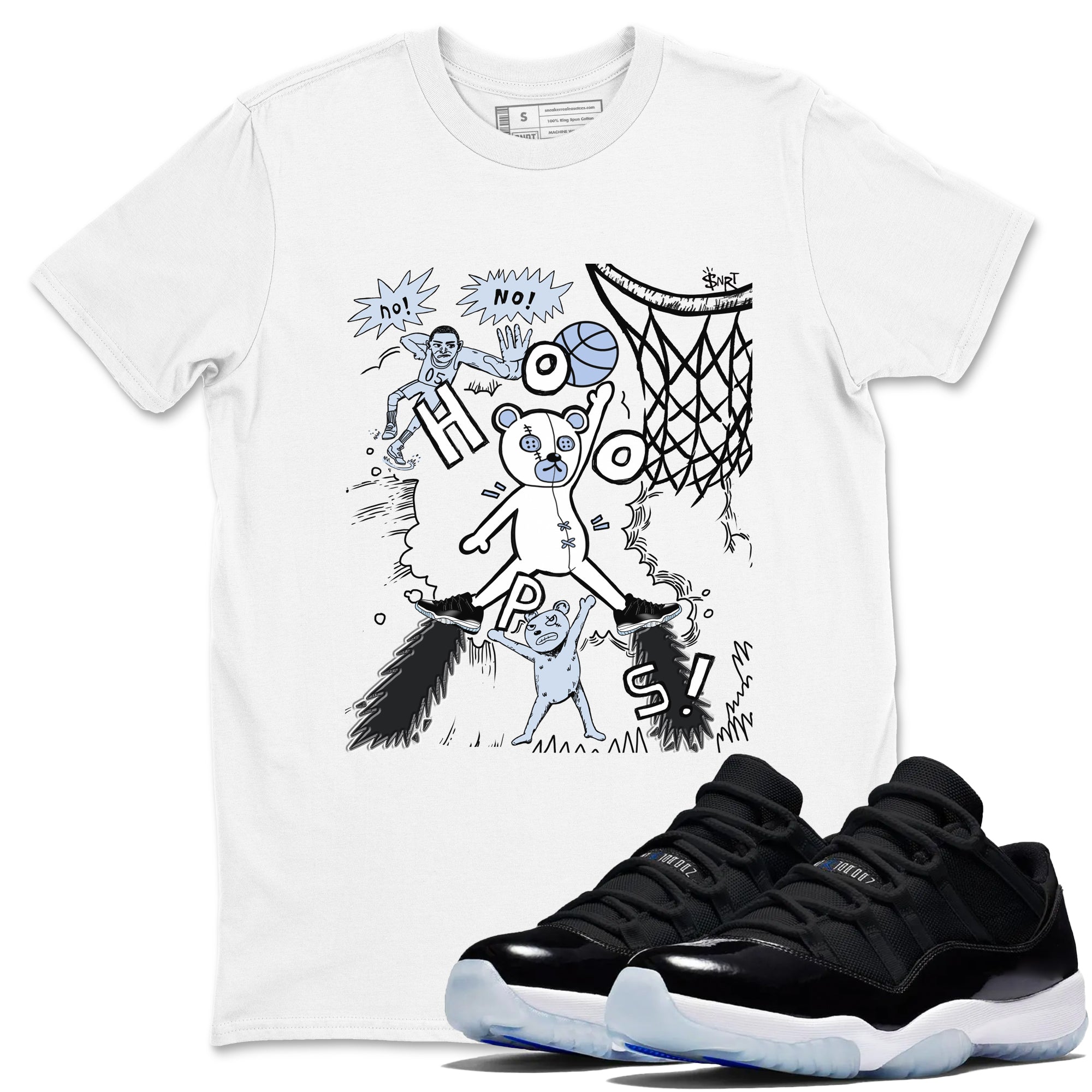11s Low Space shirt to match jordans Stop The Bear sneaker tees Air Jordan 11 Low Space Drip Gear Zone unisex cotton White 1 crew neck shirt