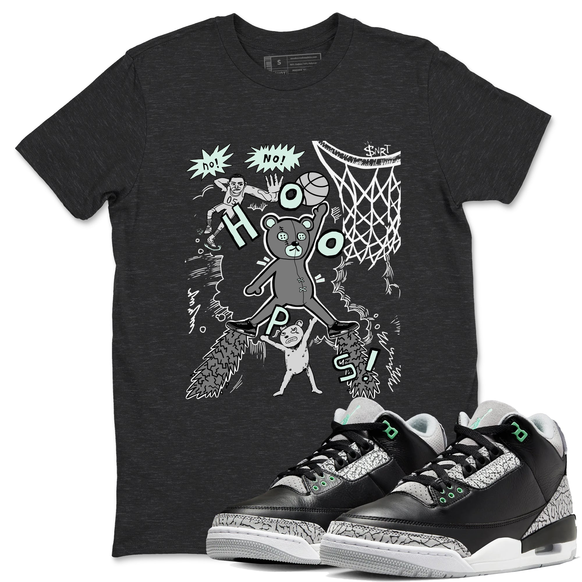 3s Green Glow shirt to match jordans Stop The Bear sneaker tees Air Jordan 3 Retro Green Glow Drip Gear Zone unisex cotton Charcoal Heather 1 crew neck shirt