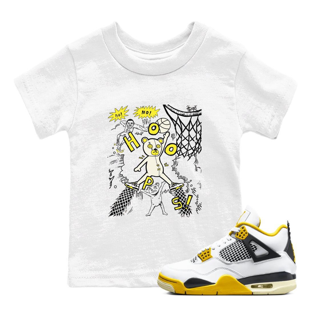 4s Vivid Sulfur shirt to match jordans Stop The Bear sneaker tees Air Jordan 4 Retro Vivid Sulfur Drip Gear Zone baby toddler White 1 cotton Shirt