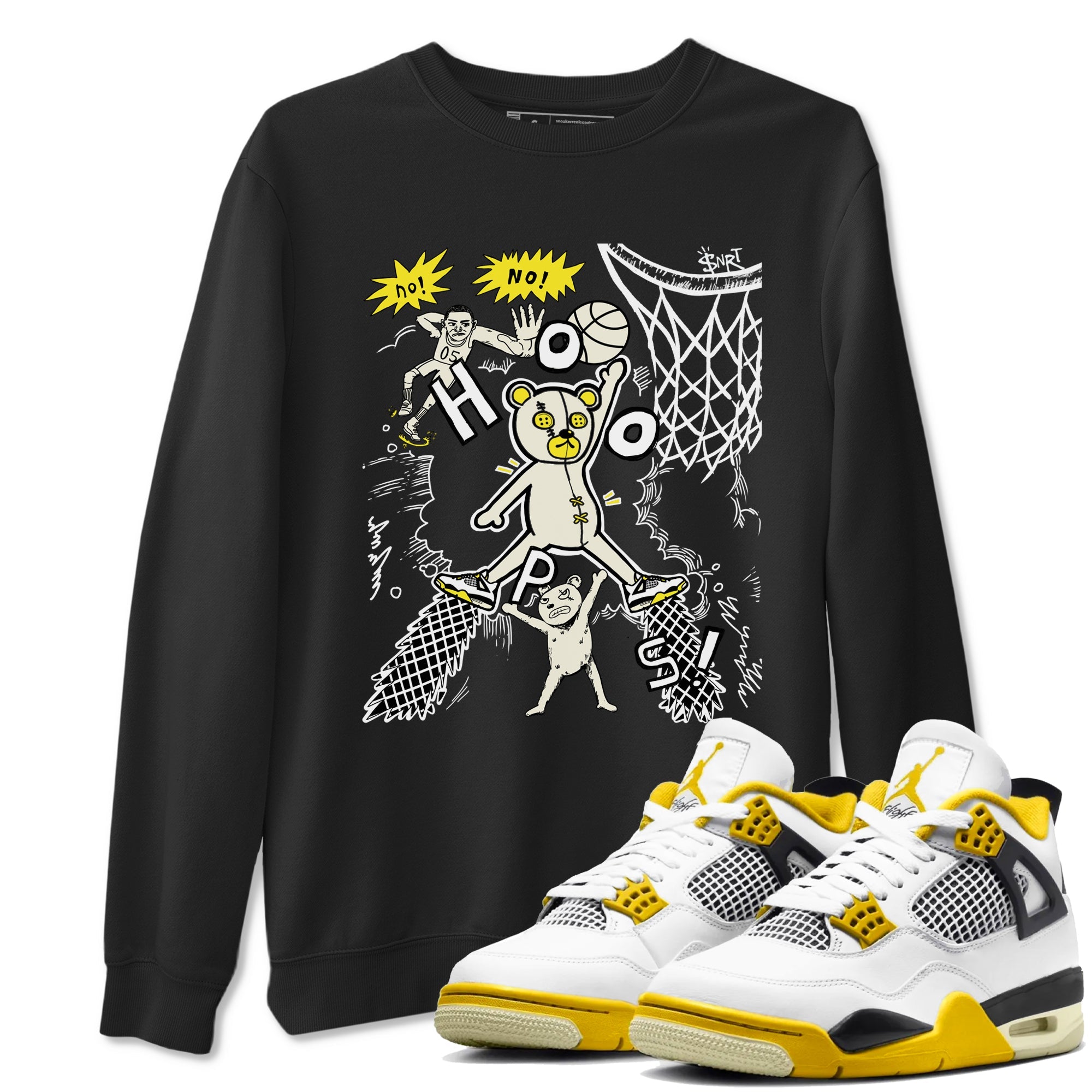 4s Vivid Sulfur shirt to match jordans Stop The Bear sneaker tees Air Jordan 4 Retro Vivid Sulfur Drip Gear Zone unisex cotton Black 1 crew neck shirt