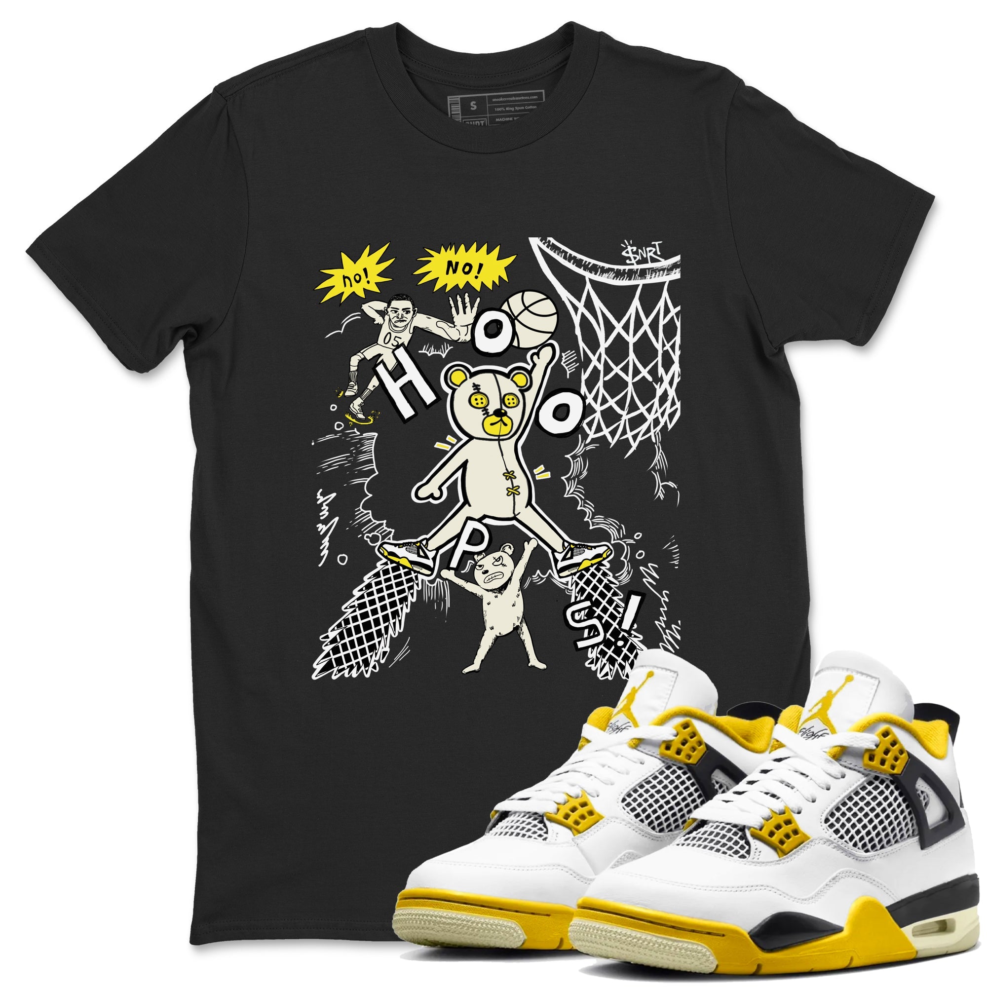 4s Vivid Sulfur shirt to match jordans Stop The Bear sneaker tees Air Jordan 4 Retro Vivid Sulfur Drip Gear Zone unisex cotton Black 1 crew neck shirt