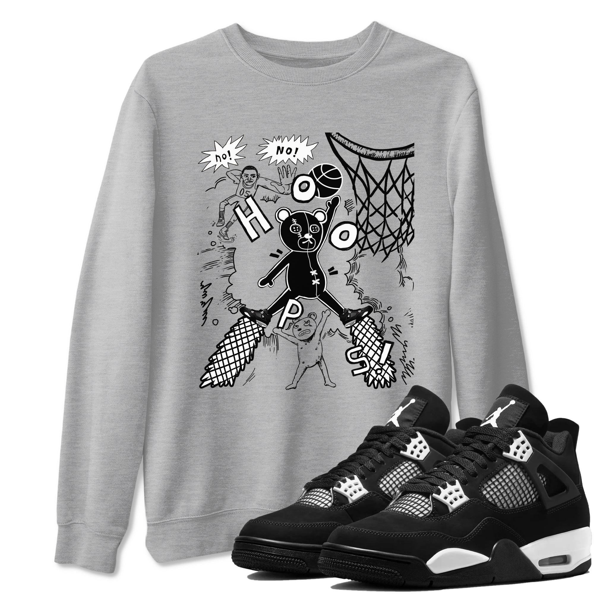 4s White Thunder shirt to match jordans Stop The Bear sneaker tees Air Jordan 4 White Thunder Drip Gear Zone unisex cotton Heather Grey 1 crew neck shirt