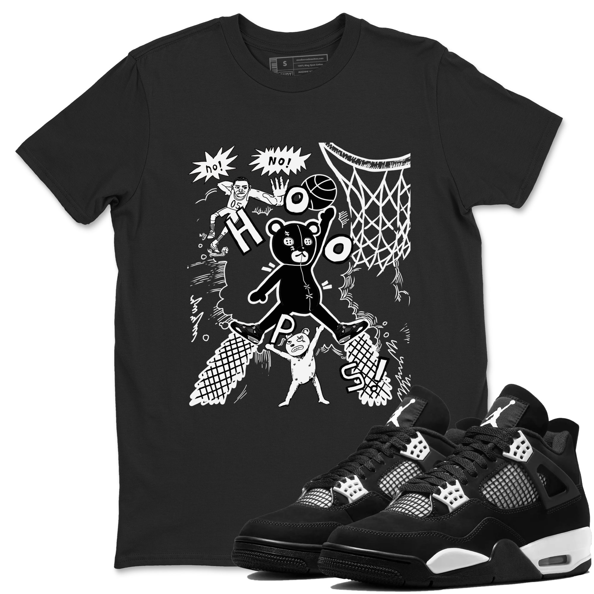 4s White Thunder shirt to match jordans Stop The Bear sneaker tees Air Jordan 4 White Thunder Drip Gear Zone unisex cotton Black 1 crew neck shirt
