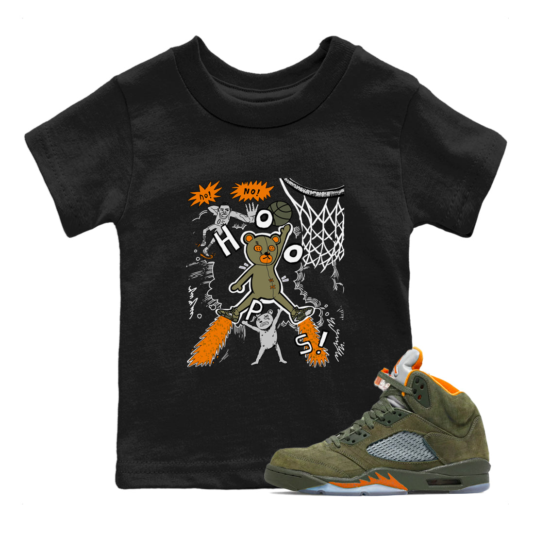 Air Jordan 5 Olive shirt to match jordans Stop The Bear sneaker tees 5s Olive Drip Gear Zone baby toddler Black 1 cotton Shirt