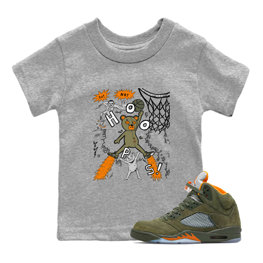 Air Jordan 5 Olive shirt to match jordans Stop The Bear sneaker tees 5s Olive Drip Gear Zone baby toddler Heather Grey 1 cotton Shirt