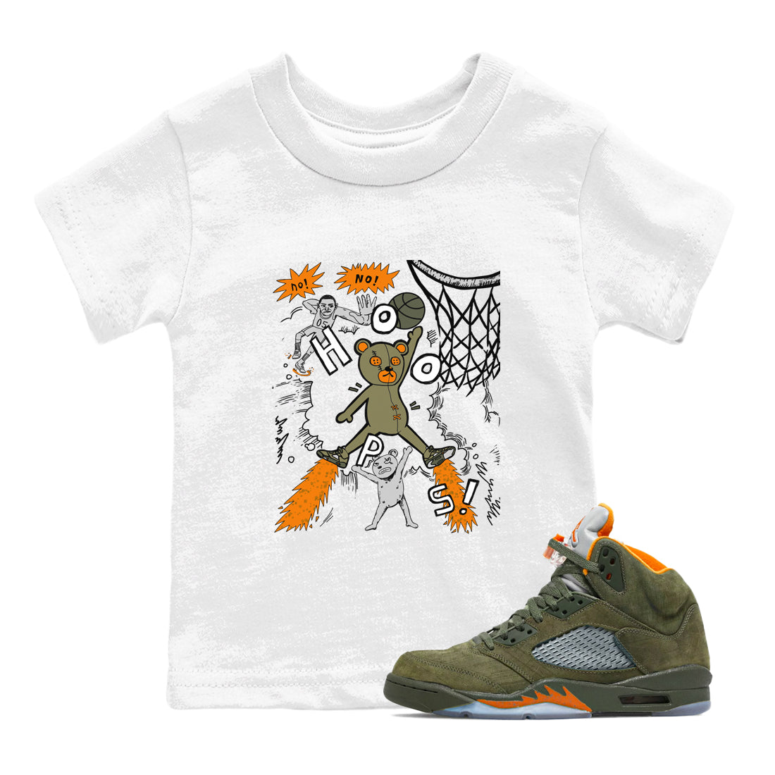 Air Jordan 5 Olive shirt to match jordans Stop The Bear sneaker tees 5s Olive Drip Gear Zone baby toddler White 1 cotton Shirt