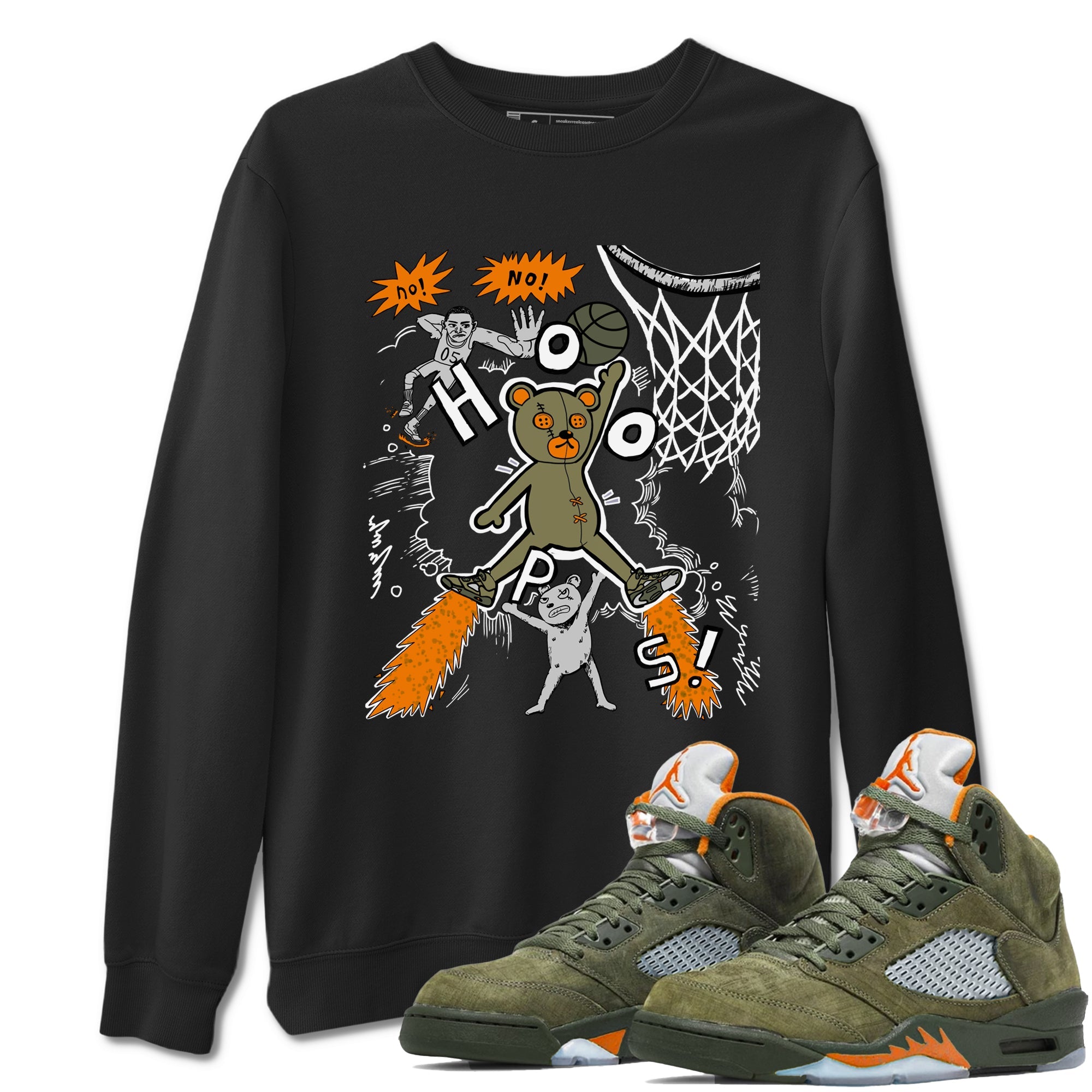 Air Jordan 5 Olive shirt to match jordans Stop The Bear sneaker tees 5s Olive Drip Gear Zone unisex cotton Black 1 crew neck shirt