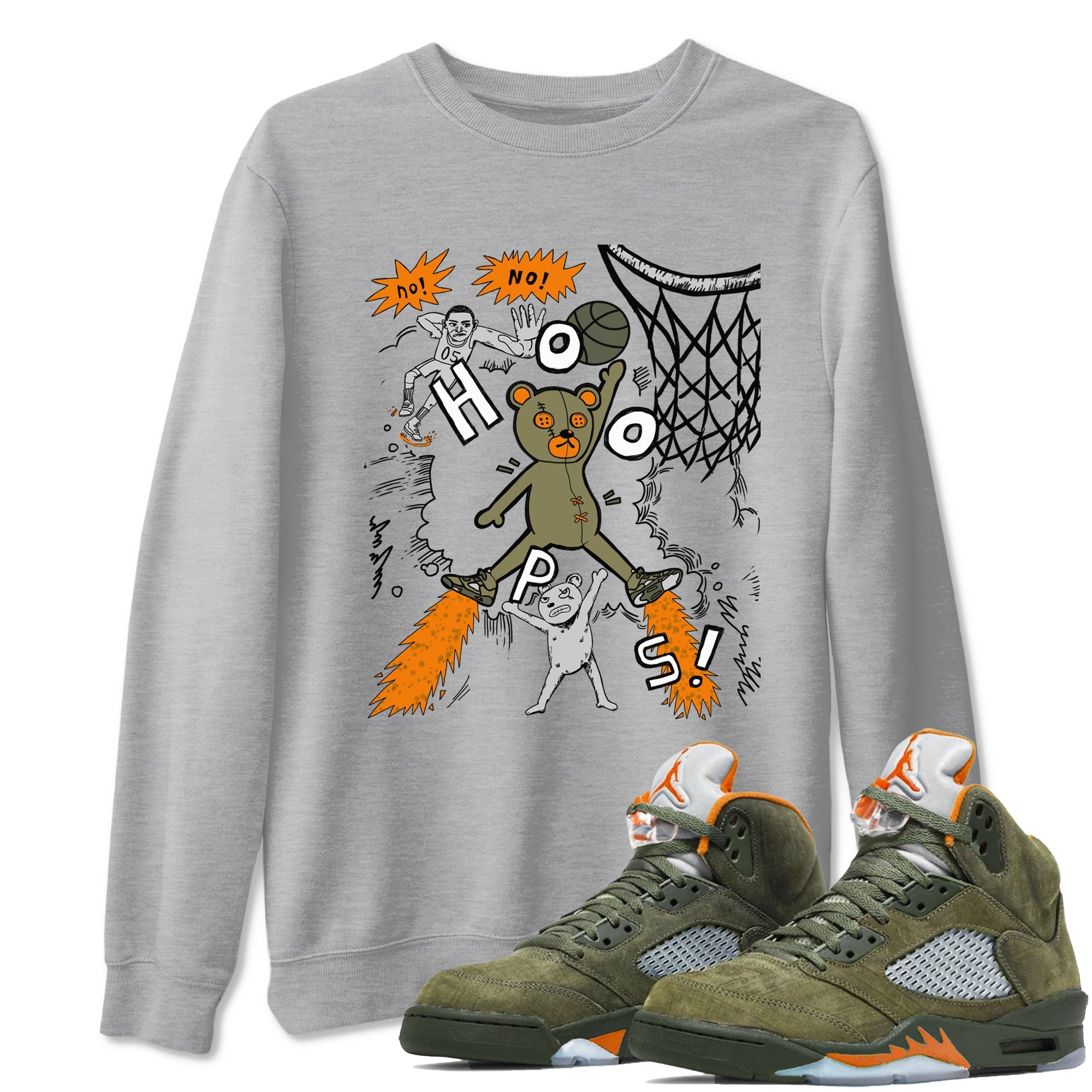 Air Jordan 5 Olive shirt to match jordans Stop The Bear sneaker tees 5s Olive Drip Gear Zone unisex cotton Heather Grey 1 crew neck shirt