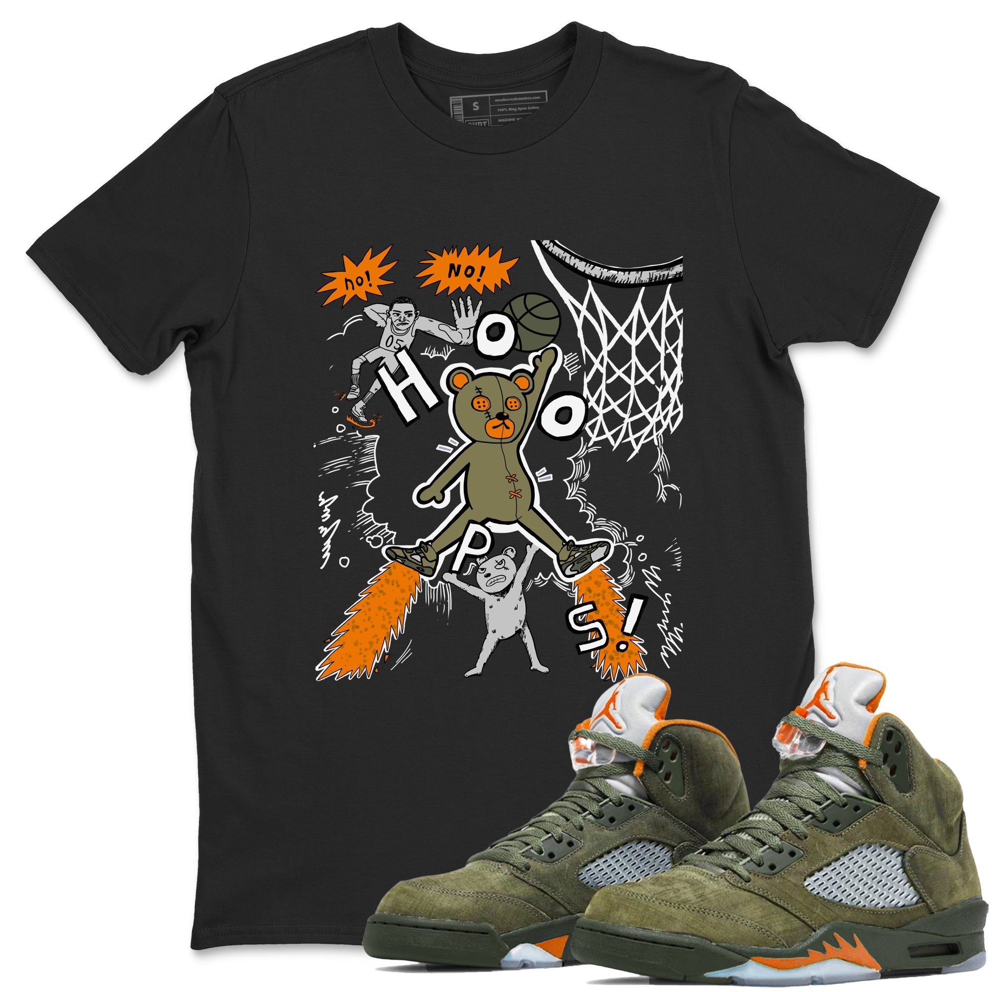 Air Jordan 5 Olive shirt to match jordans Stop The Bear sneaker tees 5s Olive Drip Gear Zone unisex cotton Black 1 crew neck shirt