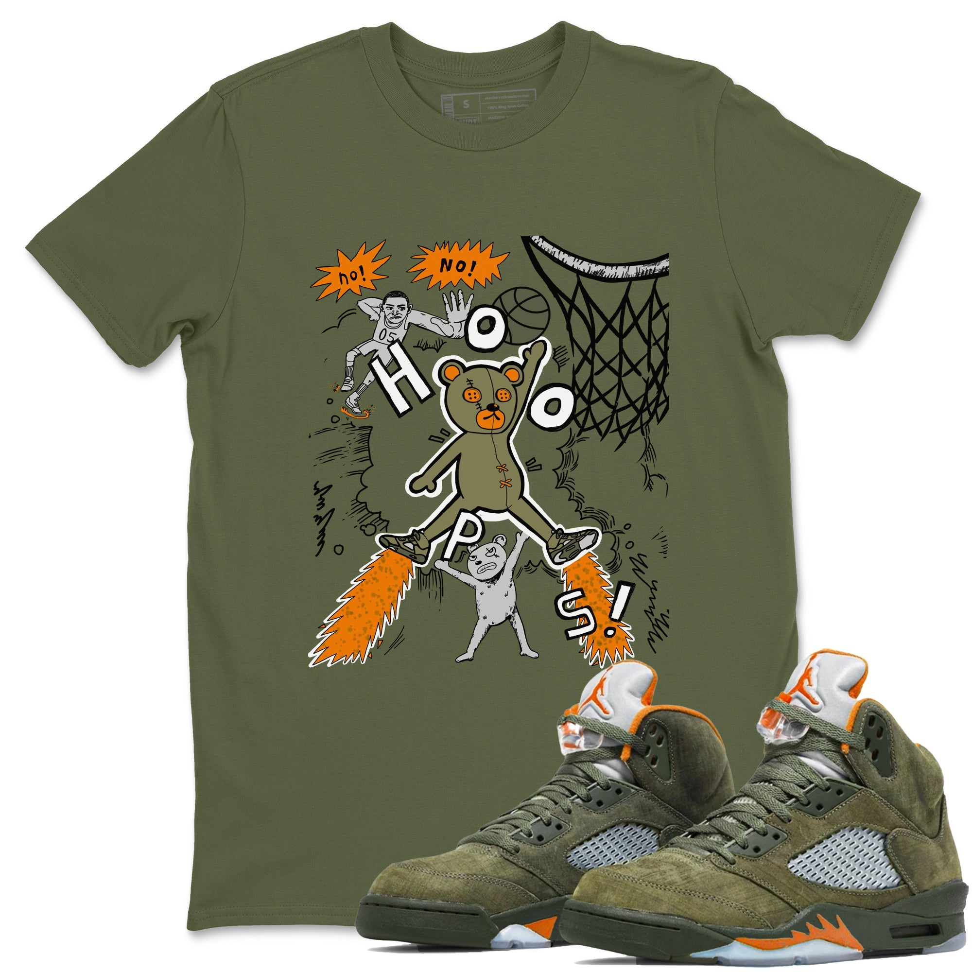 Air Jordan 5 Olive shirt to match jordans Stop The Bear sneaker tees 5s Olive Drip Gear Zone unisex cotton Military Green 1 crew neck shirt