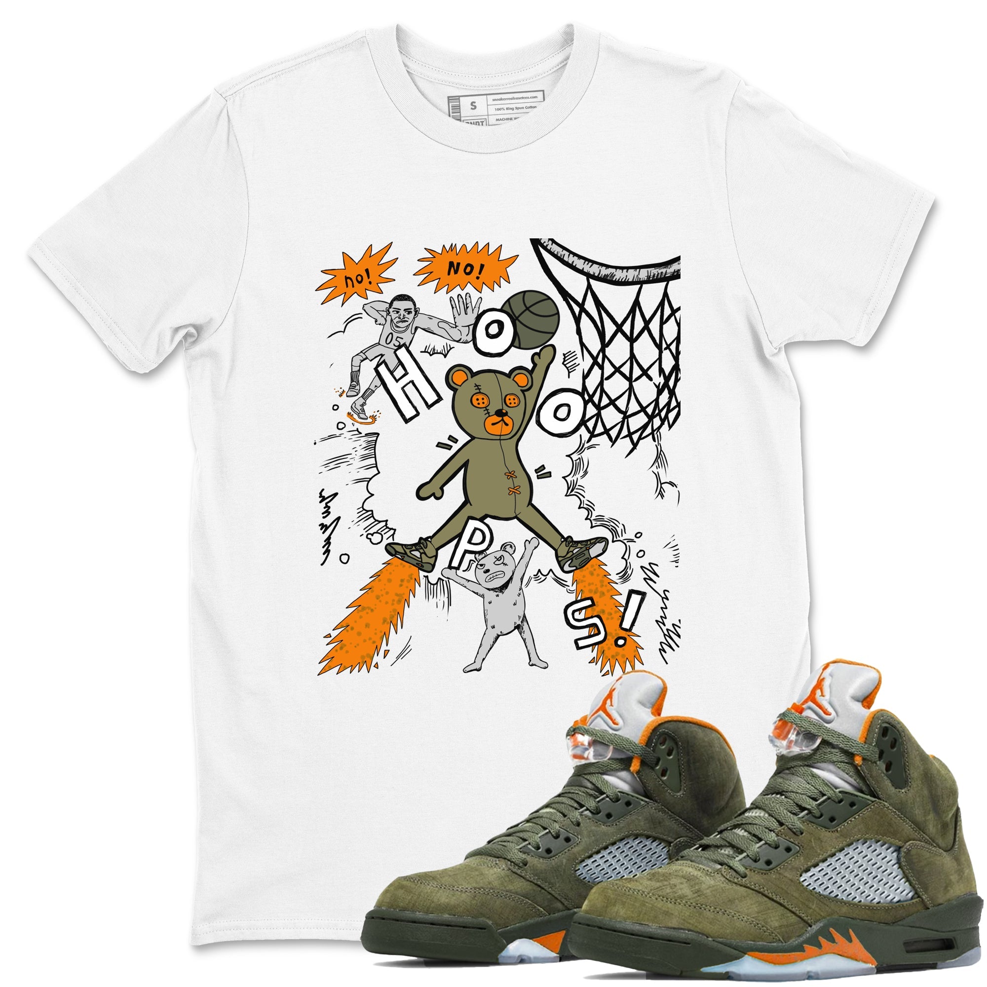 Air Jordan 5 Olive shirt to match jordans Stop The Bear sneaker tees 5s Olive Drip Gear Zone unisex cotton White 1 crew neck shirt