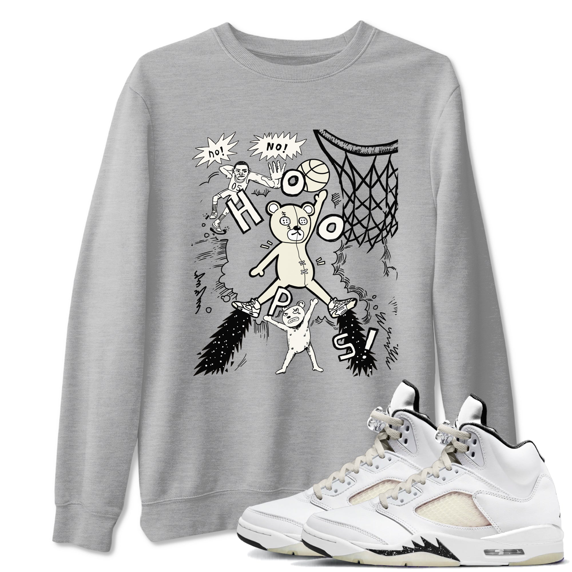 5s Sail shirt to match jordans Stop The Bear sneaker tees Air Jordan 5 Sail Drip Gear Zone unisex cotton Heather Grey 1 crew neck shirt
