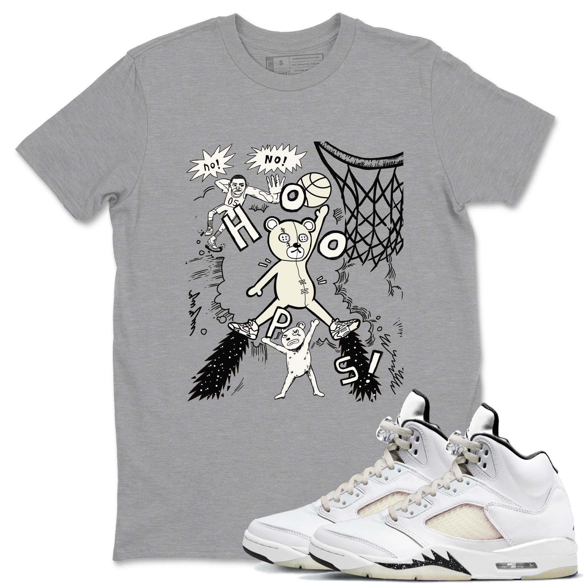 5s Sail shirt to match jordans Stop The Bear sneaker tees Air Jordan 5 Sail Drip Gear Zone unisex cotton Heather Grey 1 crew neck shirt