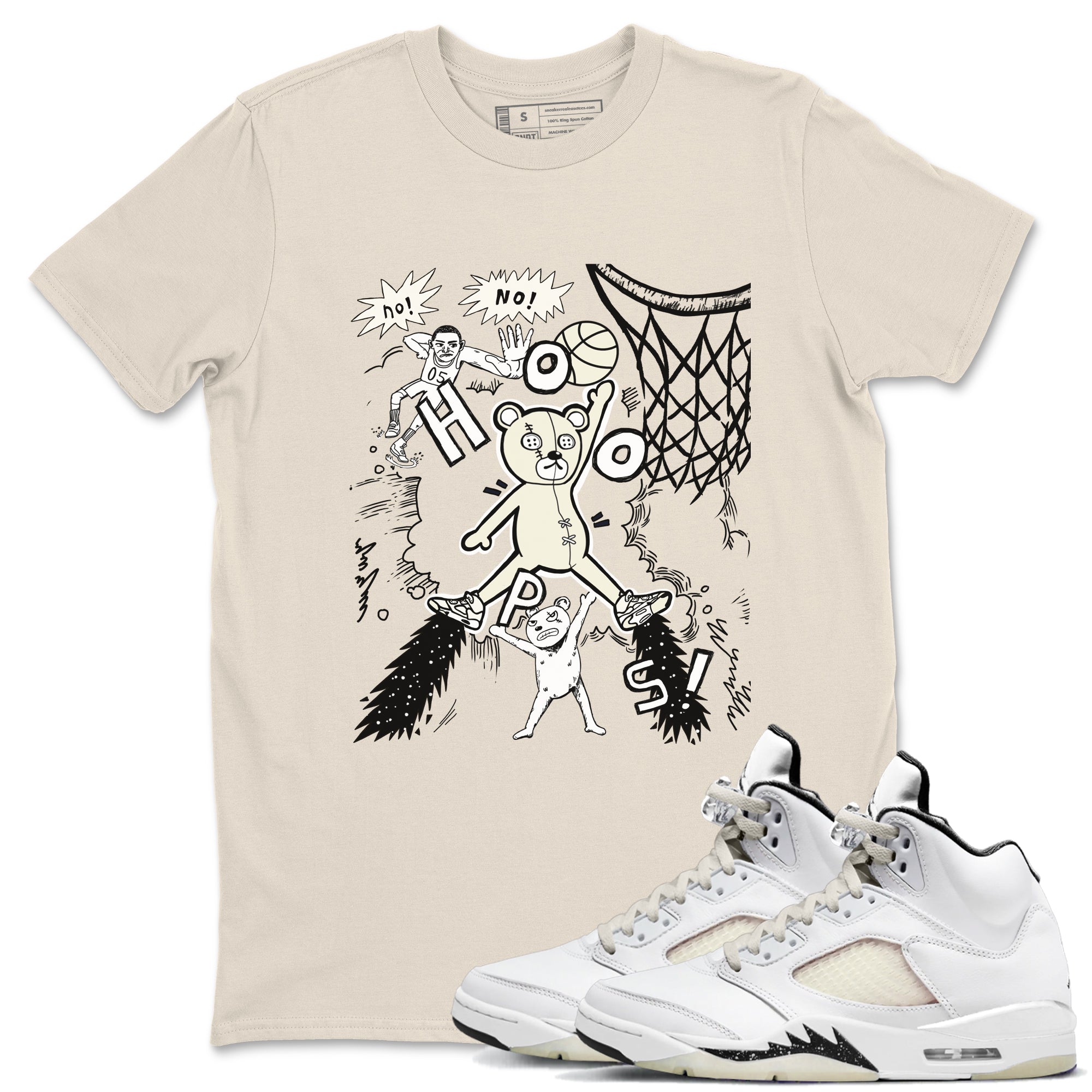 5s Sail shirt to match jordans Stop The Bear sneaker tees Air Jordan 5 Sail Drip Gear Zone unisex cotton Natural 1 crew neck shirt