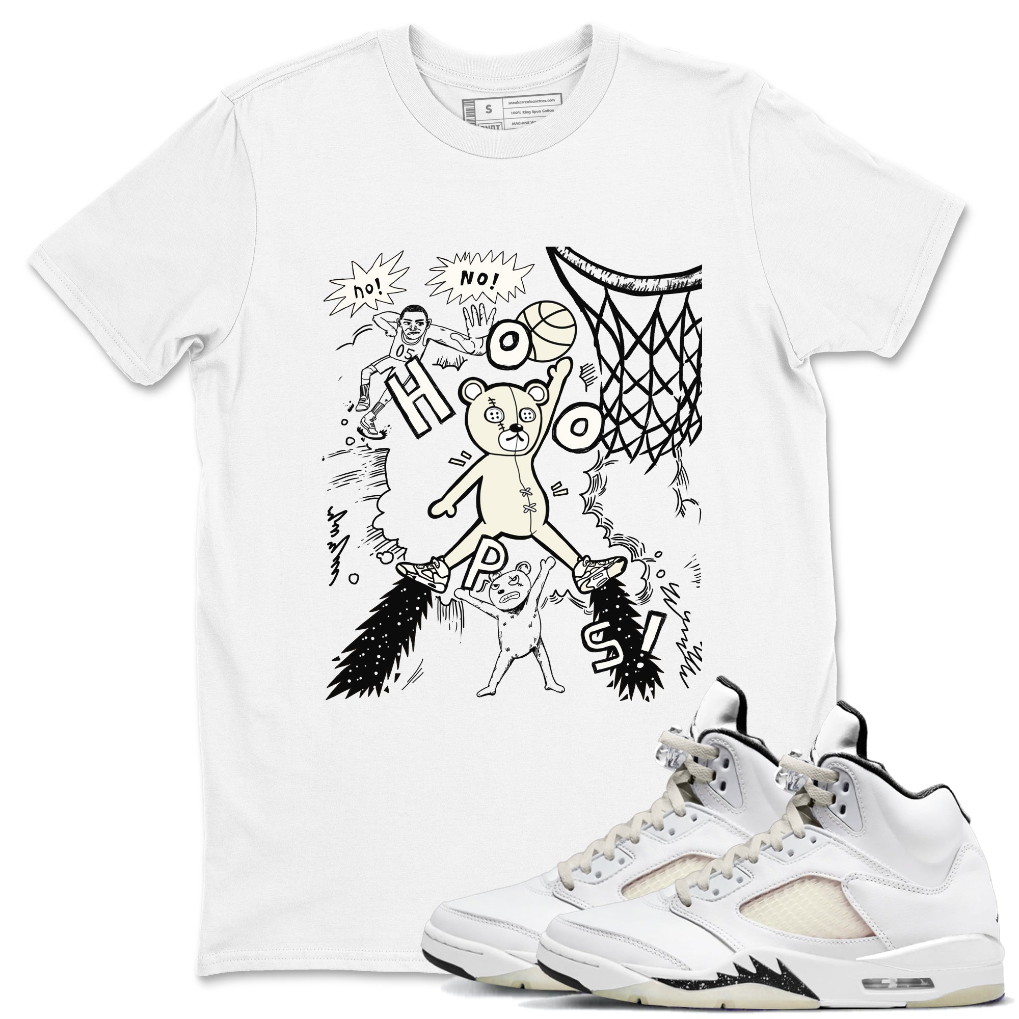 5s Sail shirt to match jordans Stop The Bear sneaker tees Air Jordan 5 Sail Drip Gear Zone unisex cotton White 1 crew neck shirt