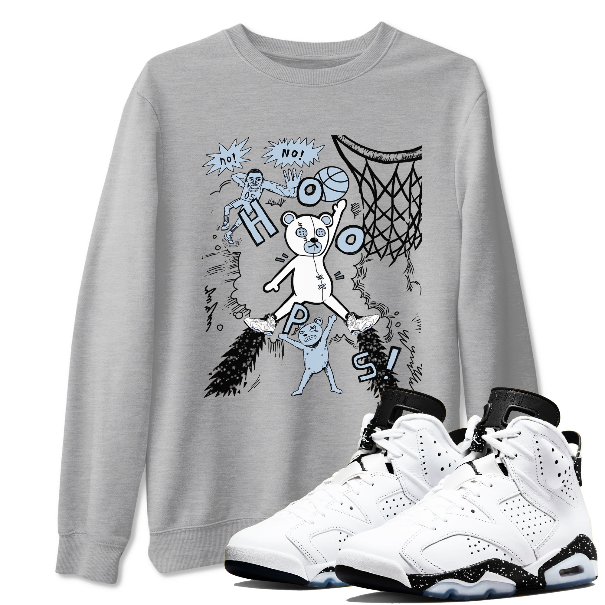 6s Reverse Oreo shirt to match jordans Stop The Bear sneaker tees Air Jordan 6 Reverse Oreo Drip Gear Zone unisex cotton Heather Grey 1 crew neck shirt