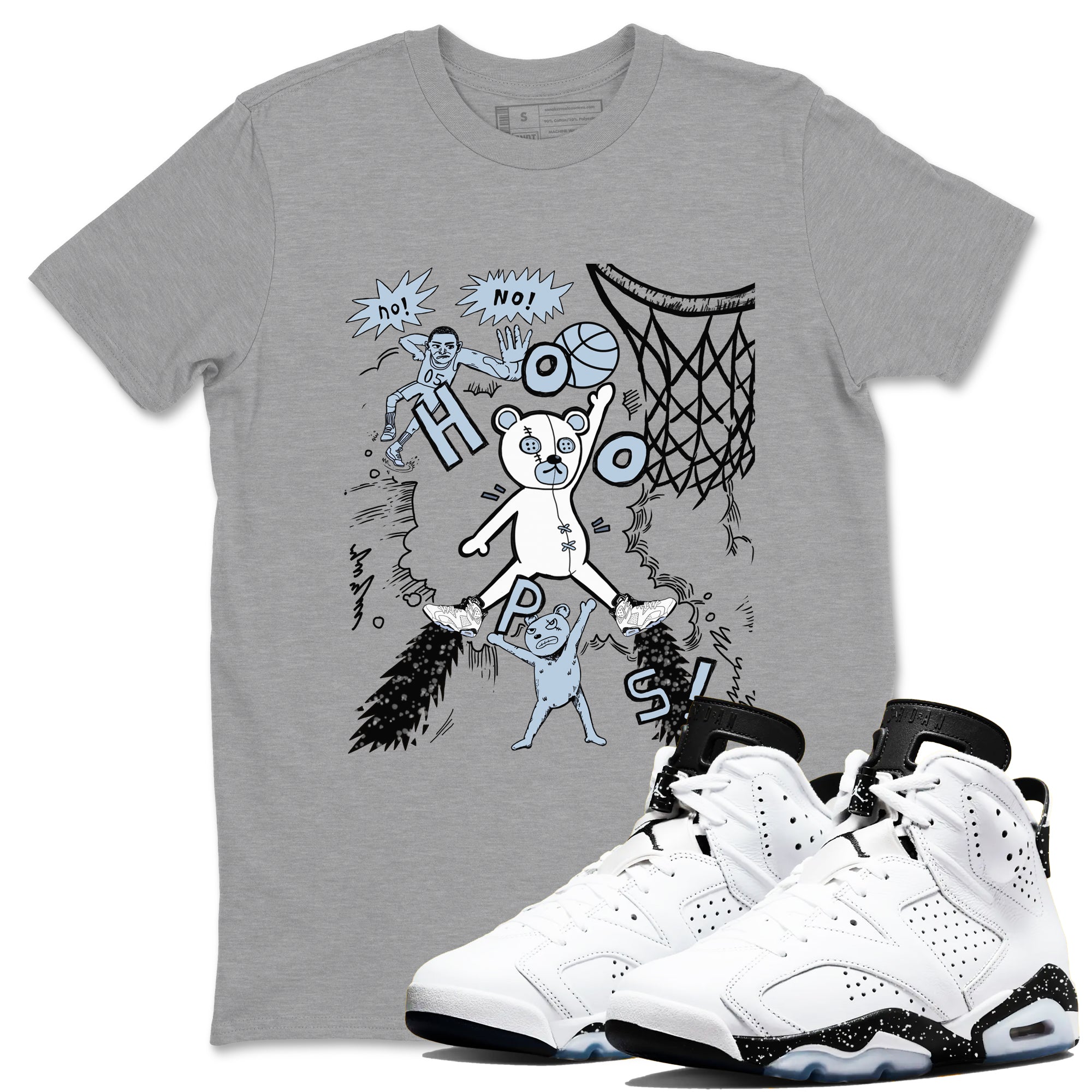 6s Reverse Oreo shirt to match jordans Stop The Bear sneaker tees Air Jordan 6 Reverse Oreo Drip Gear Zone unisex cotton Heather Grey 1 crew neck shirt
