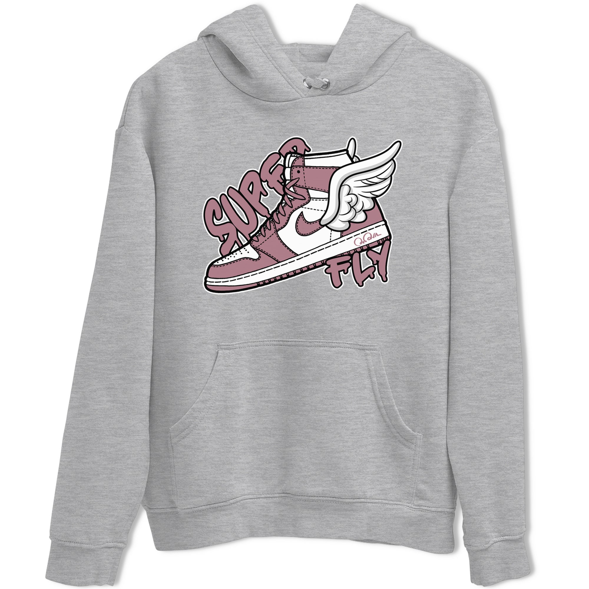Air Jordan 1 Mauve shirt to match jordans Super Fly crew neck streetwear t-shirt AJ1Mauve Drip Gear Zone Unisex Heather Grey 2 Sneaker Matching Tee