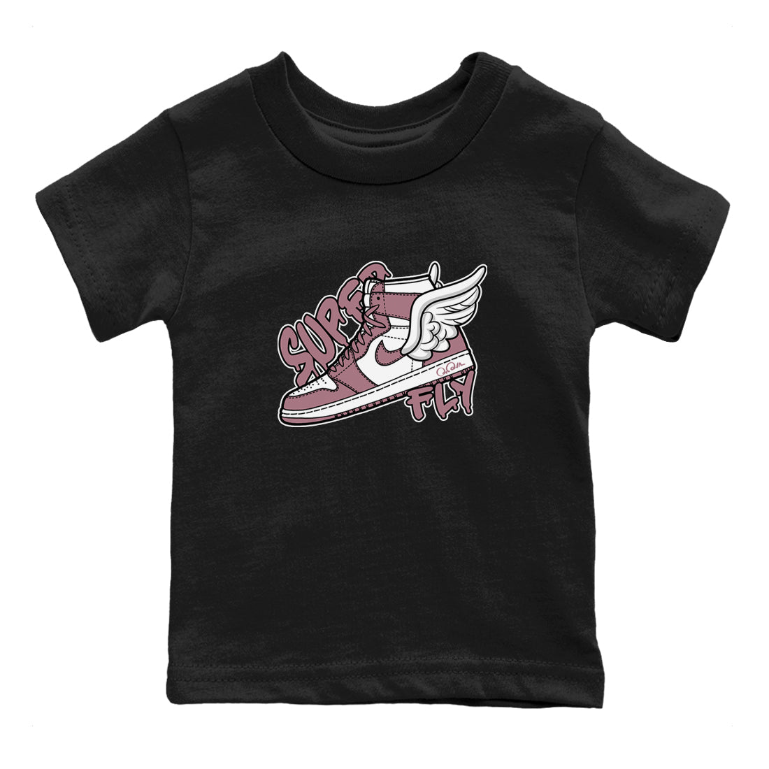 Air Jordan 1 Mauve shirt to match jordans Super Fly crew neck streetwear t-shirt AJ1Mauve Drip Gear Zone Baby Toddler Black 2 Sneaker Matching Tee
