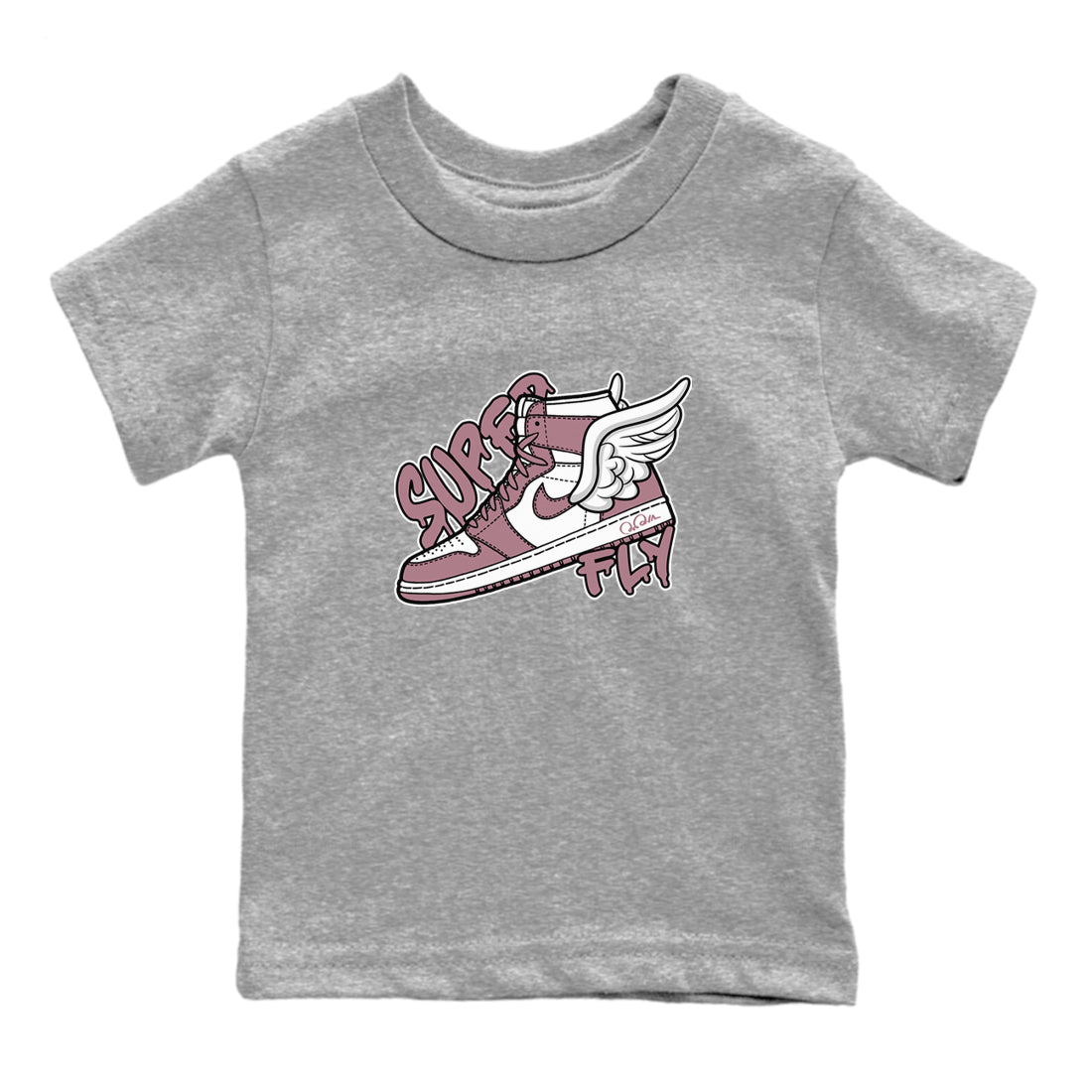 Air Jordan 1 Mauve shirt to match jordans Super Fly crew neck streetwear t-shirt AJ1Mauve Drip Gear Zone Baby Toddler Heather Grey 2 Sneaker Matching Tee