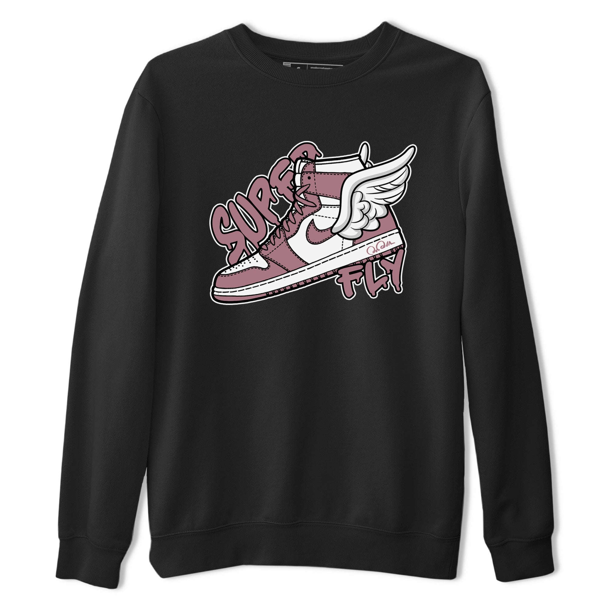 Air Jordan 1 Mauve shirt to match jordans Super Fly crew neck streetwear t-shirt AJ1Mauve Drip Gear Zone Unisex Black 2 Sneaker Matching Tee