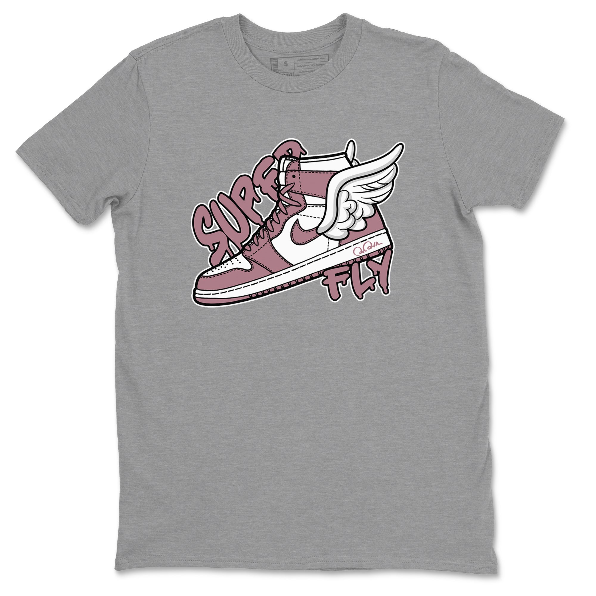 Air Jordan 1 Mauve shirt to match jordans Super Fly crew neck streetwear t-shirt AJ1Mauve Drip Gear Zone Unisex Heather Grey 2 Sneaker Matching Tee