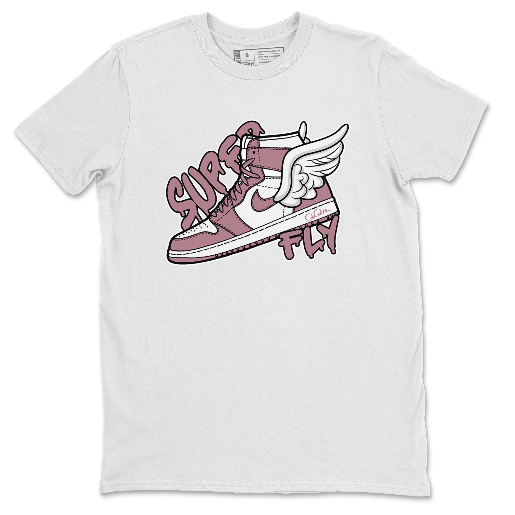 Air Jordan 1 Mauve shirt to match jordans Super Fly crew neck streetwear t-shirt AJ1Mauve Drip Gear Zone Unisex White 2 Sneaker Matching Tee