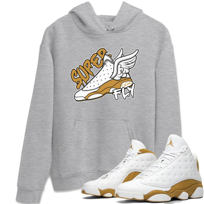 Air Jordan 13 Wheat Sneaker Match Tees Super Fly Sneaker Tees AJ13 Wheat Sneaker Release Tees Unisex Shirts Heather Grey 1