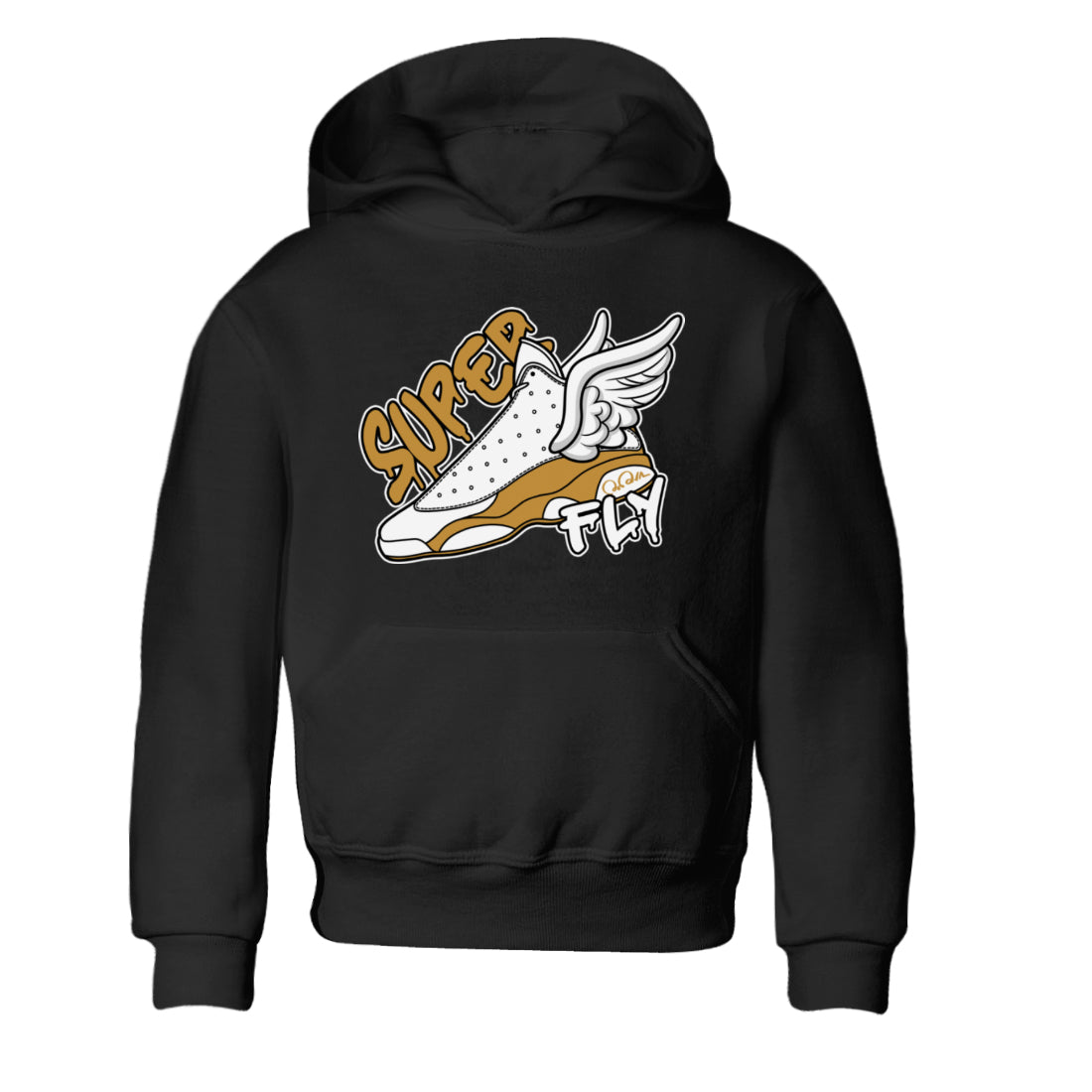 Air Jordan 13 Wheat Sneaker Match Tees Super Fly Sneaker Tees AJ13 Wheat Sneaker Release Tees Kids Shirts Black 2