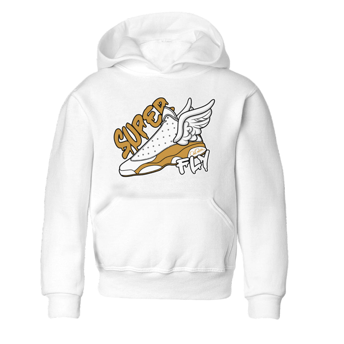 Air Jordan 13 Wheat Sneaker Match Tees Super Fly Sneaker Tees AJ13 Wheat Sneaker Release Tees Kids Shirts White 2