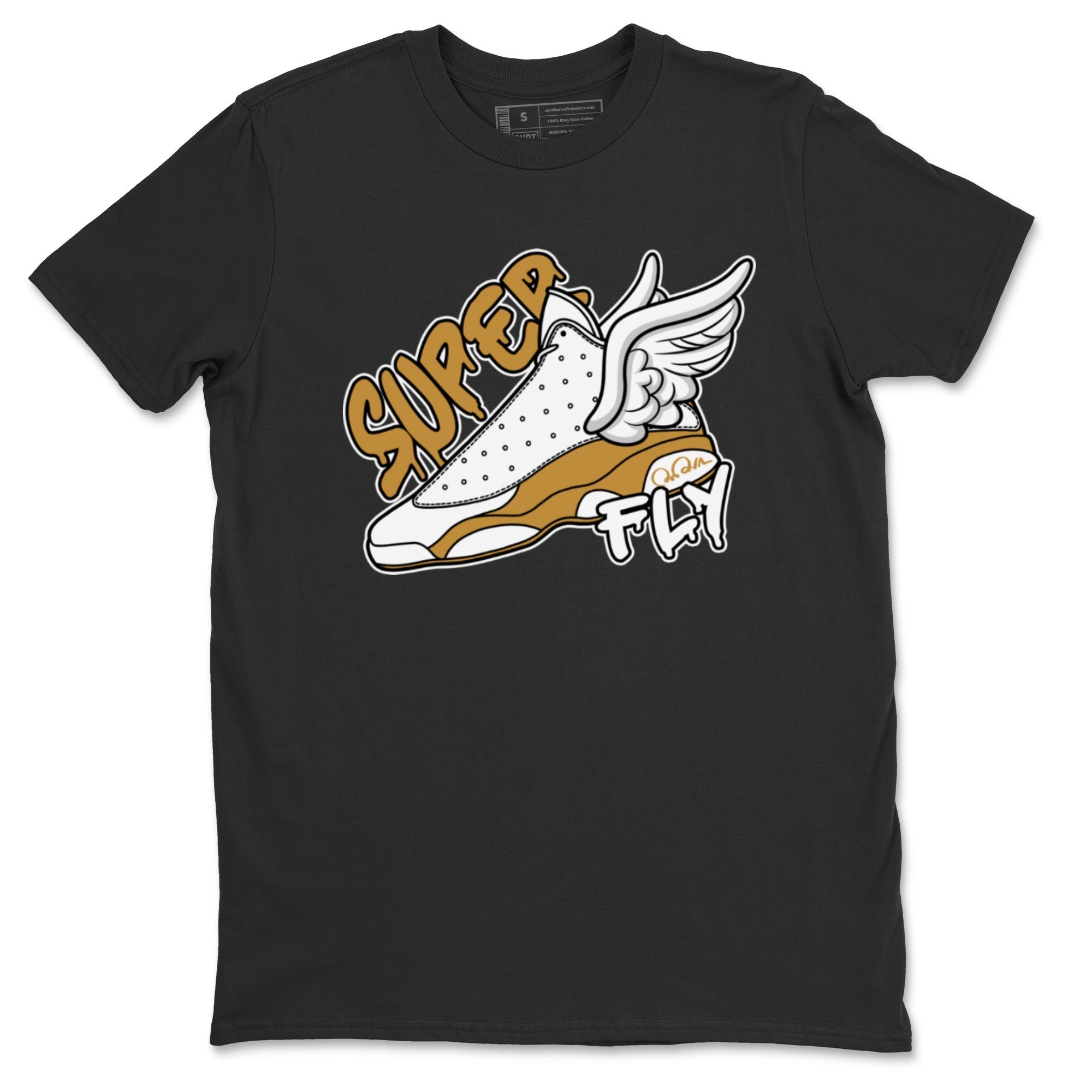 Air Jordan 13 Wheat Sneaker Match Tees Super Fly Sneaker Tees AJ13 Wheat Sneaker Release Tees Unisex Shirts Black 2