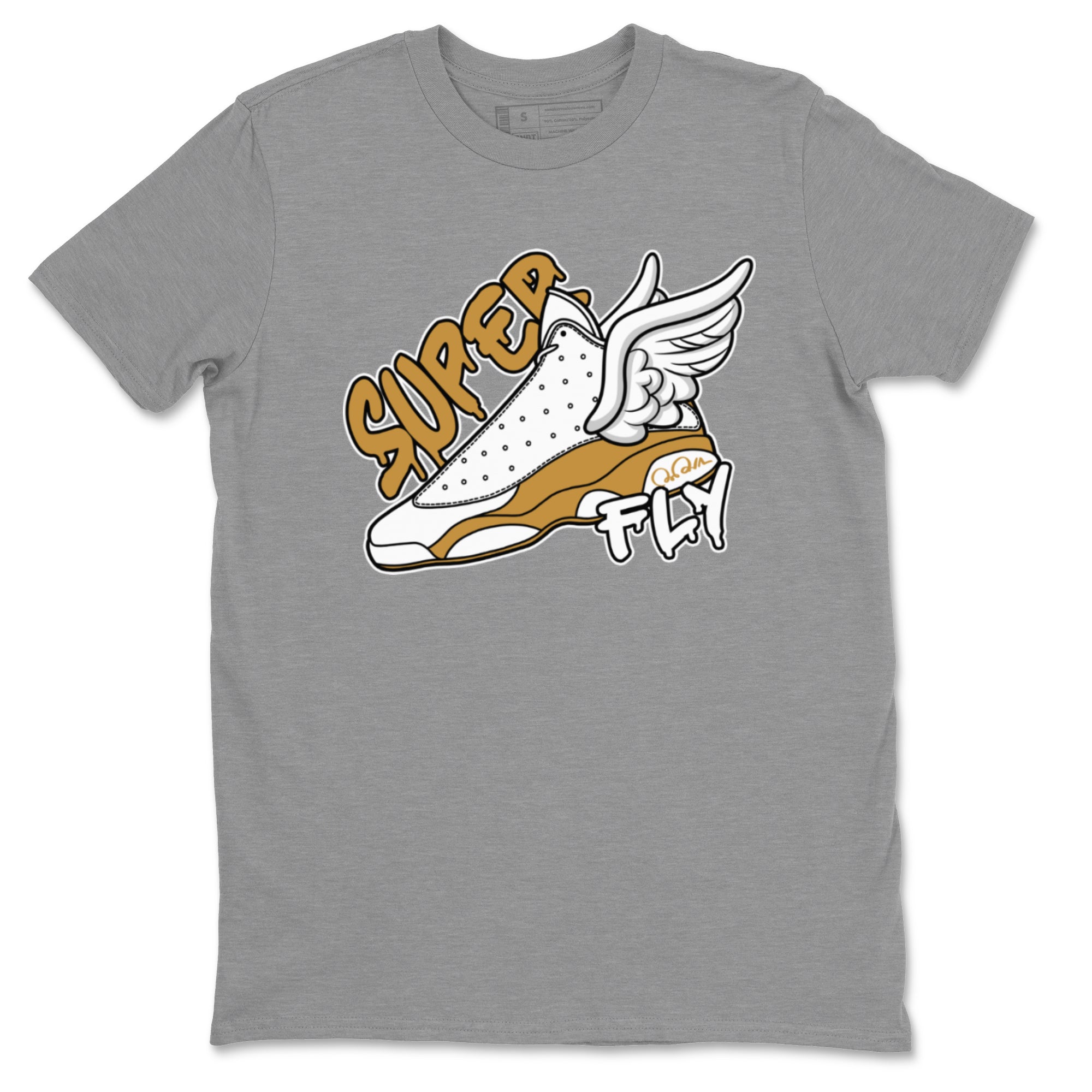 Air Jordan 13 Wheat Sneaker Match Tees Super Fly Sneaker Tees AJ13 Wheat Sneaker Release Tees Unisex Shirts Heather Grey 2