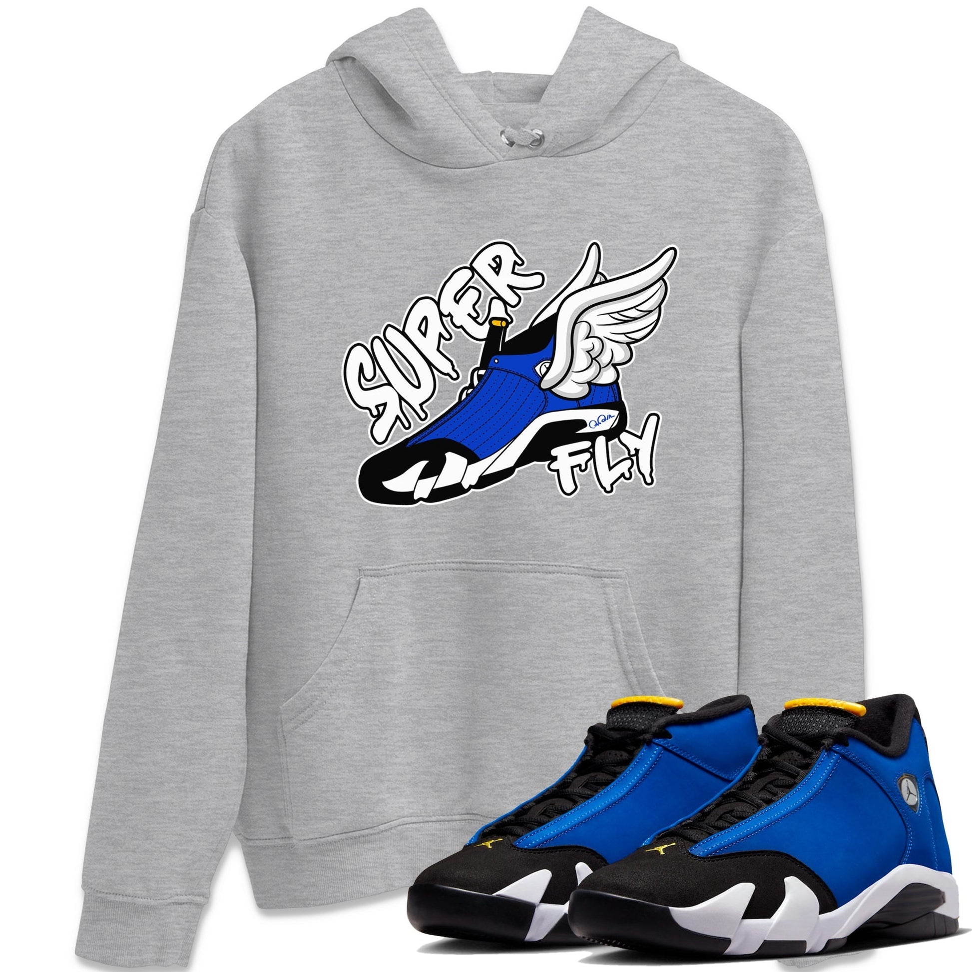 Air Jordan 14 Laney Sneaker Match Tees Super Fly Sneaker Tees AJ14 Laney Sneaker Release Tees Unisex Shirts Heather Grey 1