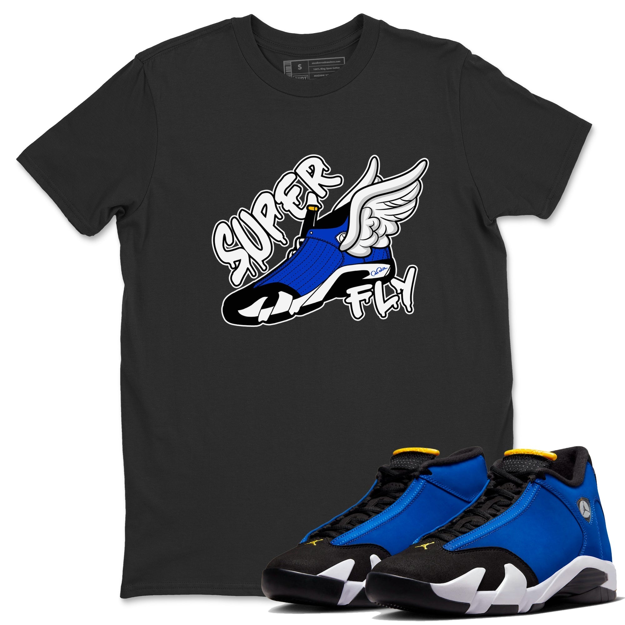 Air Jordan 14 Laney Sneaker Match Tees Super Fly Sneaker Tees AJ14 Laney Sneaker Release Tees Unisex Shirts Black 1