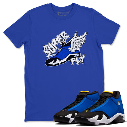 Air Jordan 14 Laney Sneaker Match Tees Super Fly Sneaker Tees AJ14 Laney Sneaker Release Tees Unisex Shirts Royal Blue 1