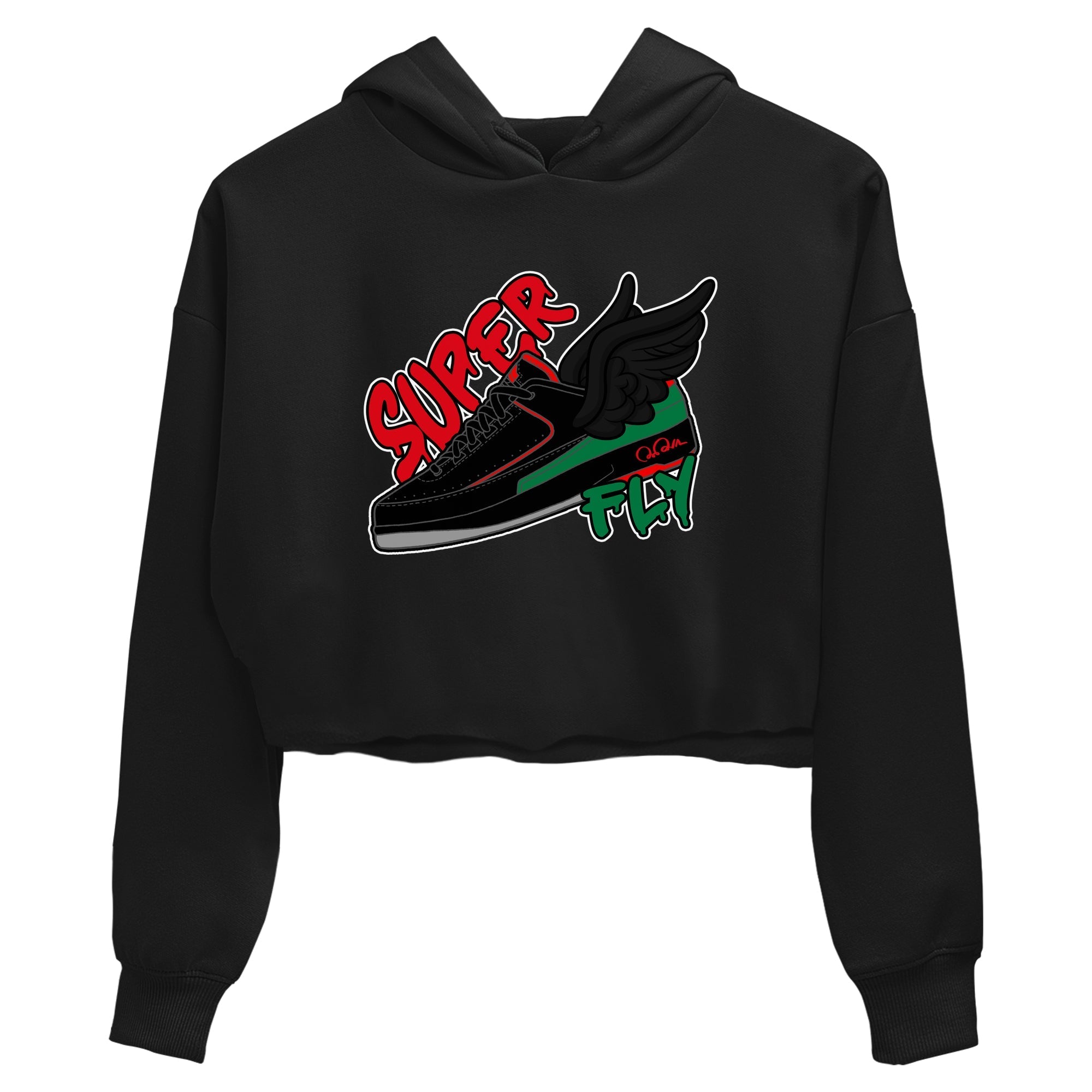 Jordan 2 Low Christmas X-mas Holiday special gift shirt to match jordans Super Fly sneaker tees Air Jordan 2 Christmas Drip Gear Zone Black 2 Crop T-Shirt