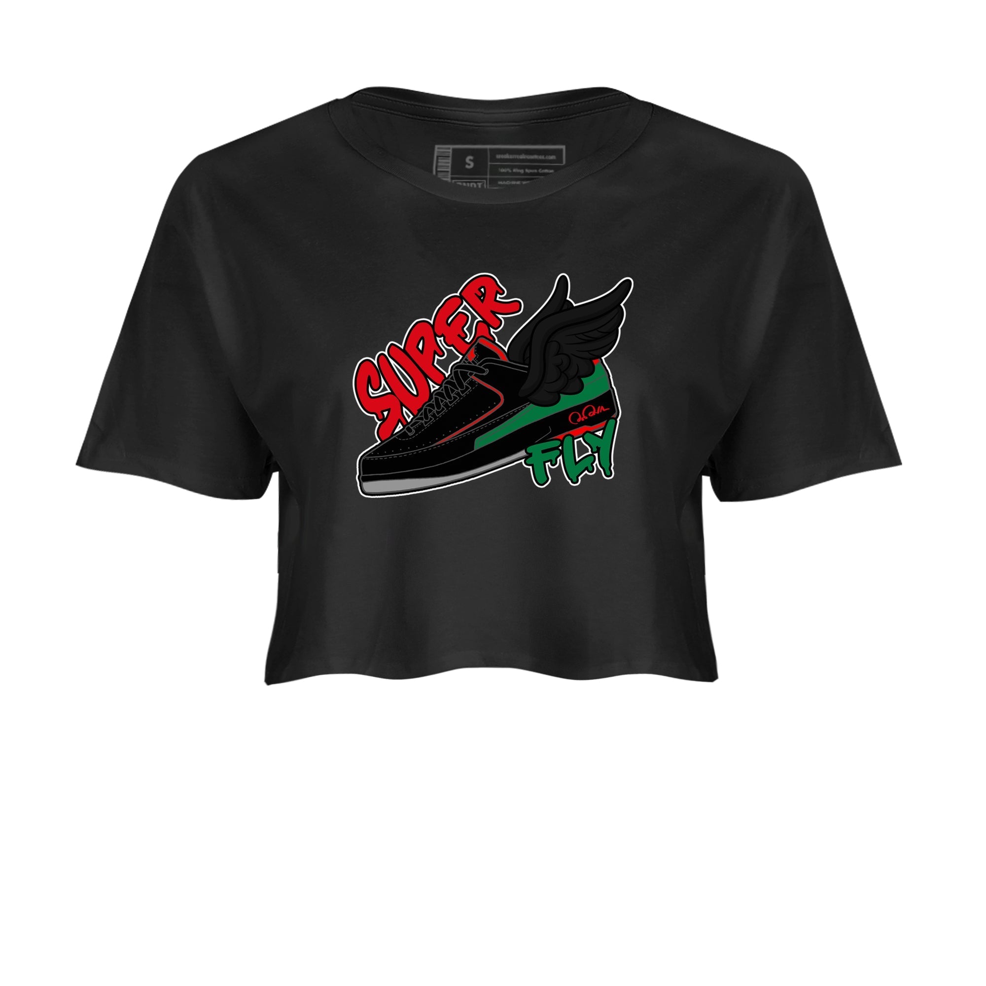 Jordan 2 Low Christmas X-mas Holiday special gift shirt to match jordans Super Fly sneaker tees Air Jordan 2 Christmas Drip Gear Zone Black 2 Crop T-Shirt