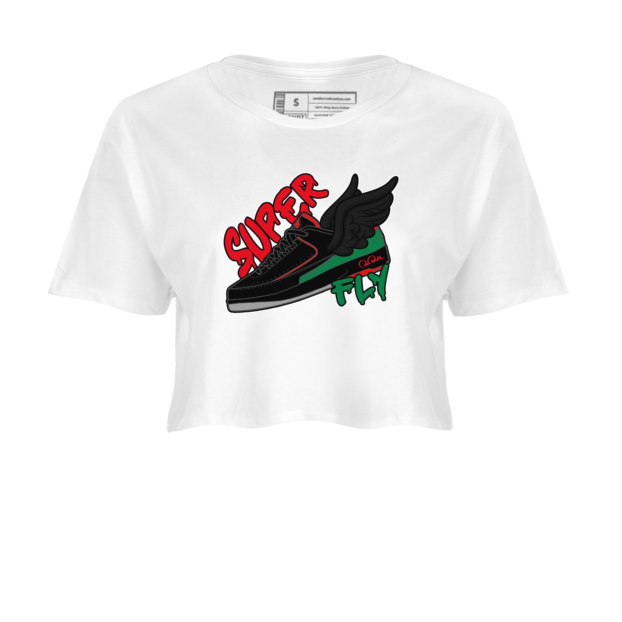 Jordan 2 Low Christmas X-mas Holiday special gift shirt to match jordans Super Fly sneaker tees Air Jordan 2 Christmas Drip Gear Zone White 2 Crop T-Shirt