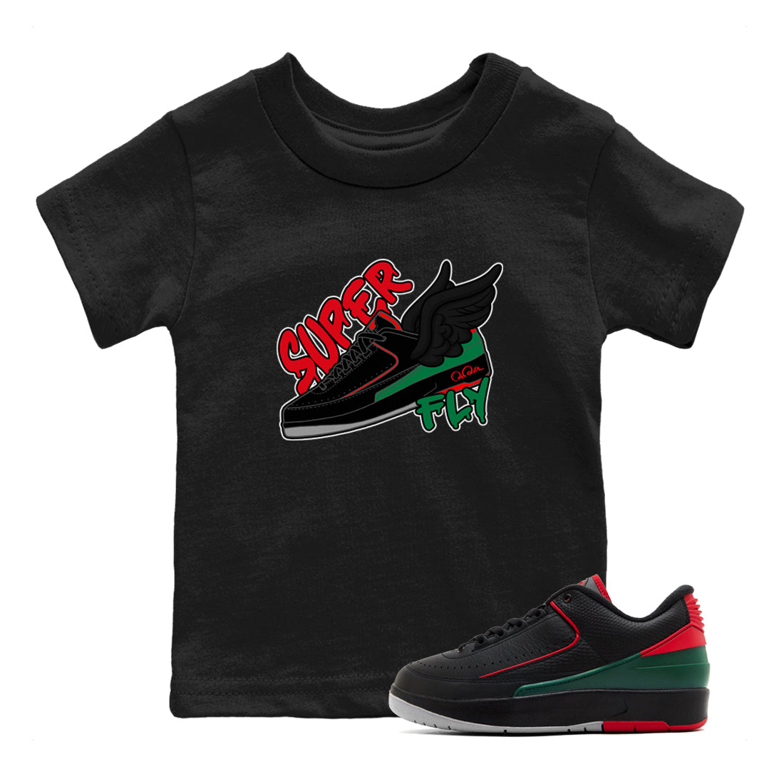 Jordan 2 Low Christmas X-mas Holiday special gift shirt to match jordans Super Fly sneaker tees Air Jordan 2 Christmas Drip Gear Zone Baby Toddler Black 1 T-Shirt