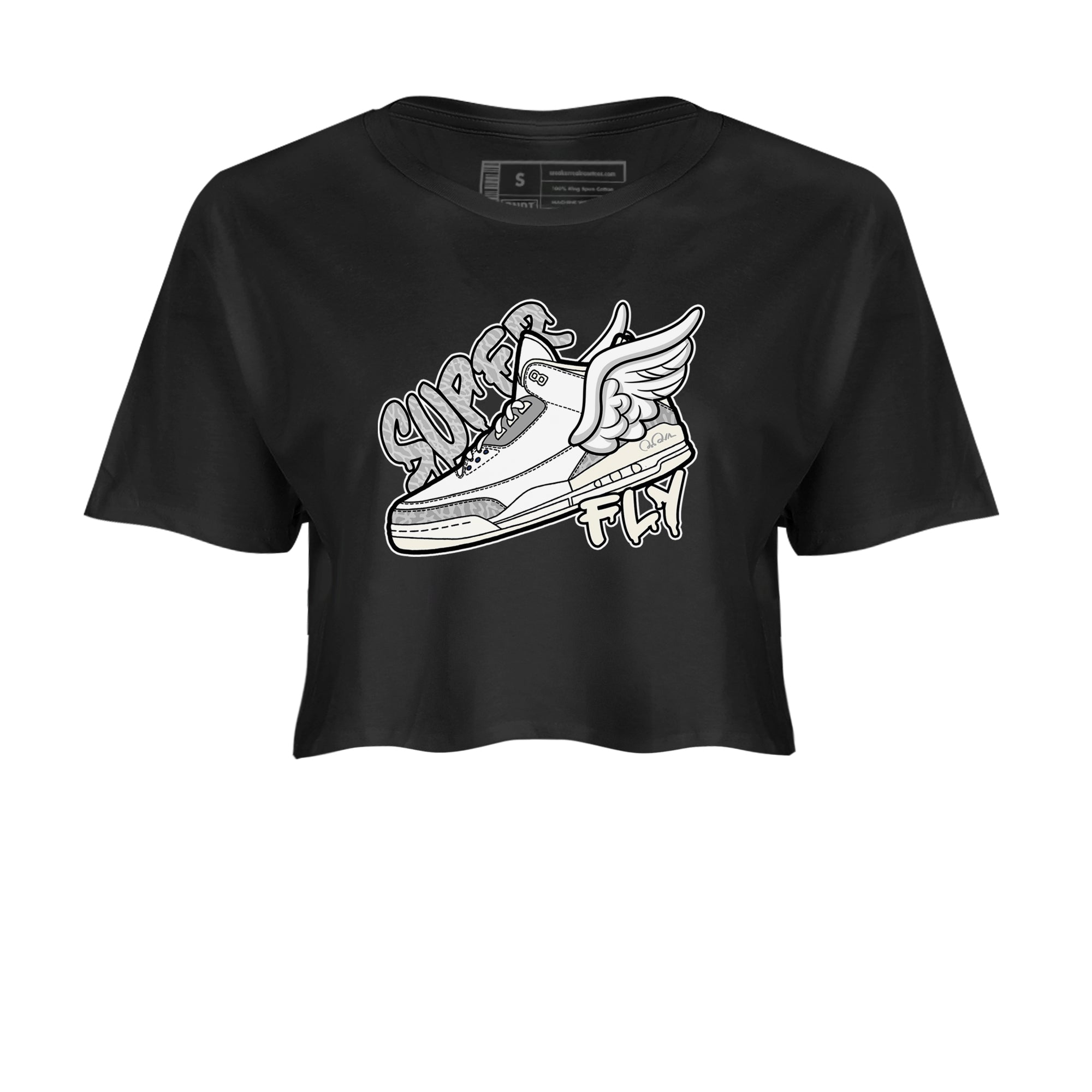 3s Ivory shirt to match jordans Super Fly sneaker tees Air Jordan 3 Ivory Drip Gear Zone Black 2 crop length shirt