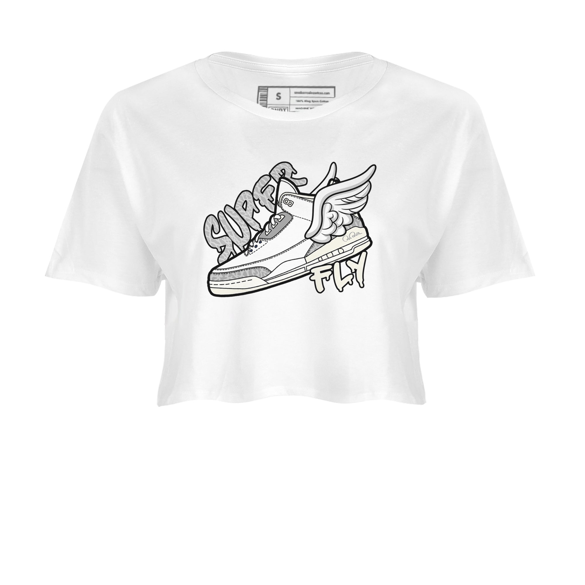 3s Ivory shirt to match jordans Super Fly sneaker tees Air Jordan 3 Ivory Drip Gear Zone White 2 crop length shirt