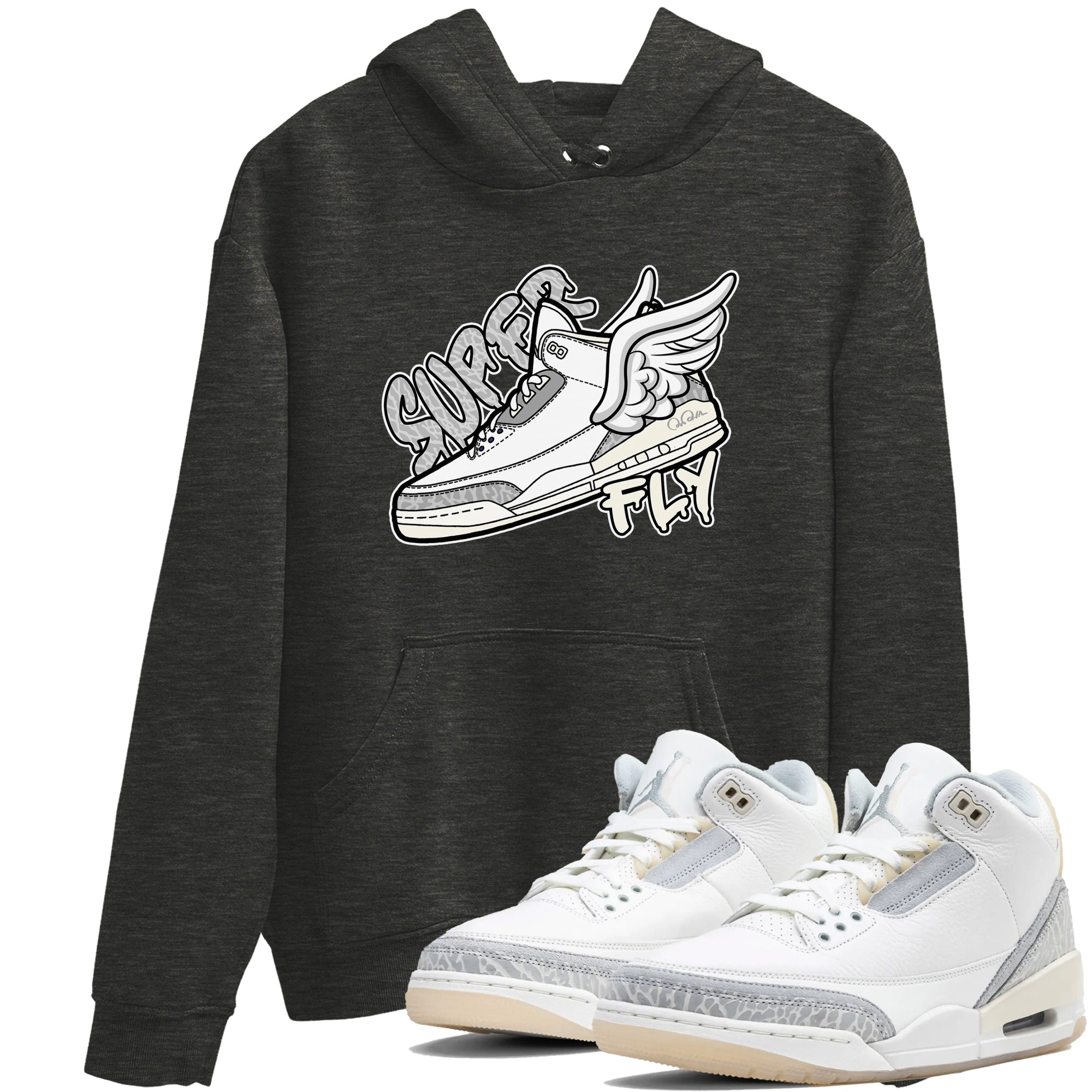 3s Ivory shirt to match jordans Super Fly sneaker tees Air Jordan 3 Ivory Drip Gear Zone unisex cotton Charcoal Heather 1 crew neck shirt
