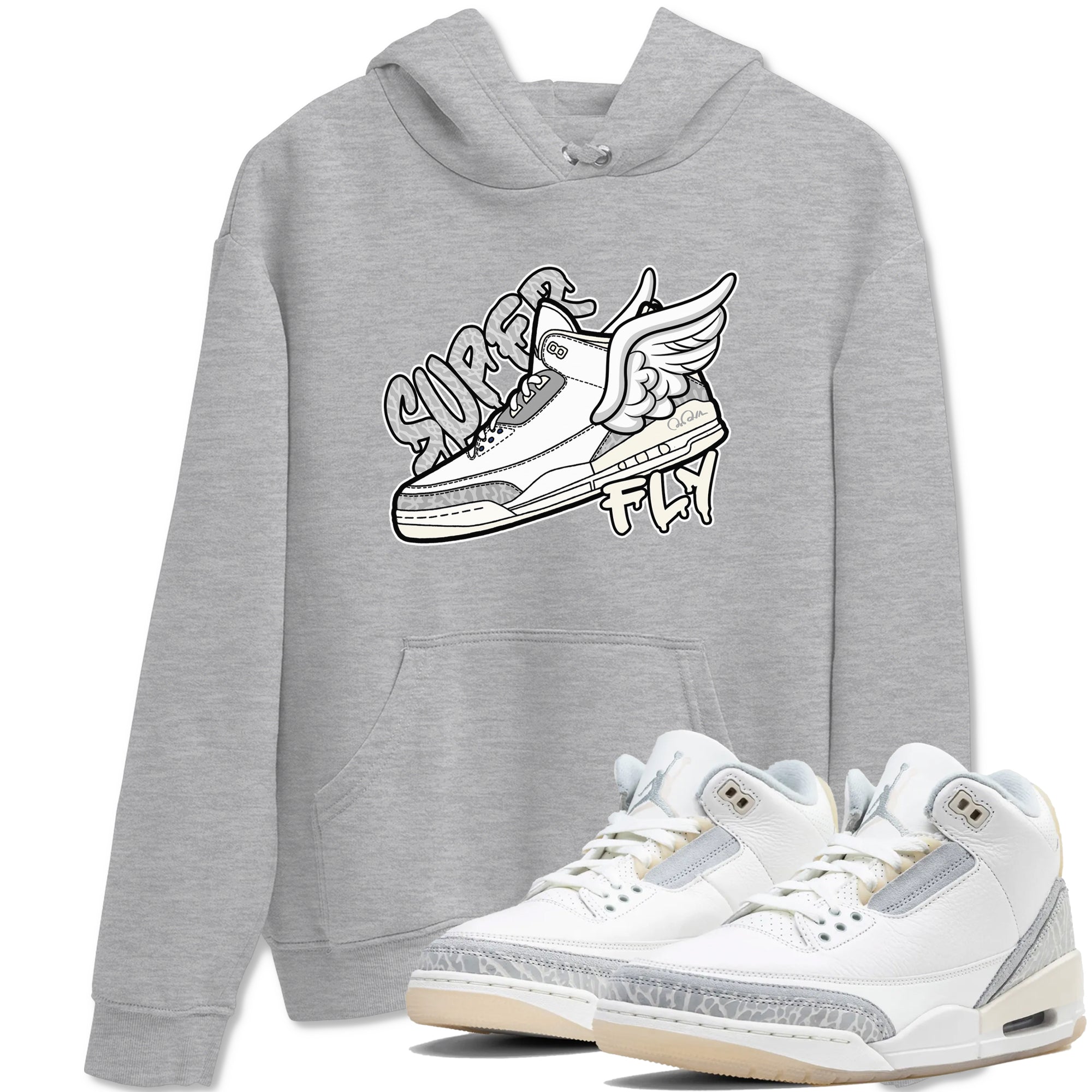 3s Ivory shirt to match jordans Super Fly sneaker tees Air Jordan 3 Ivory Drip Gear Zone unisex cotton Heather Grey 1 crew neck shirt