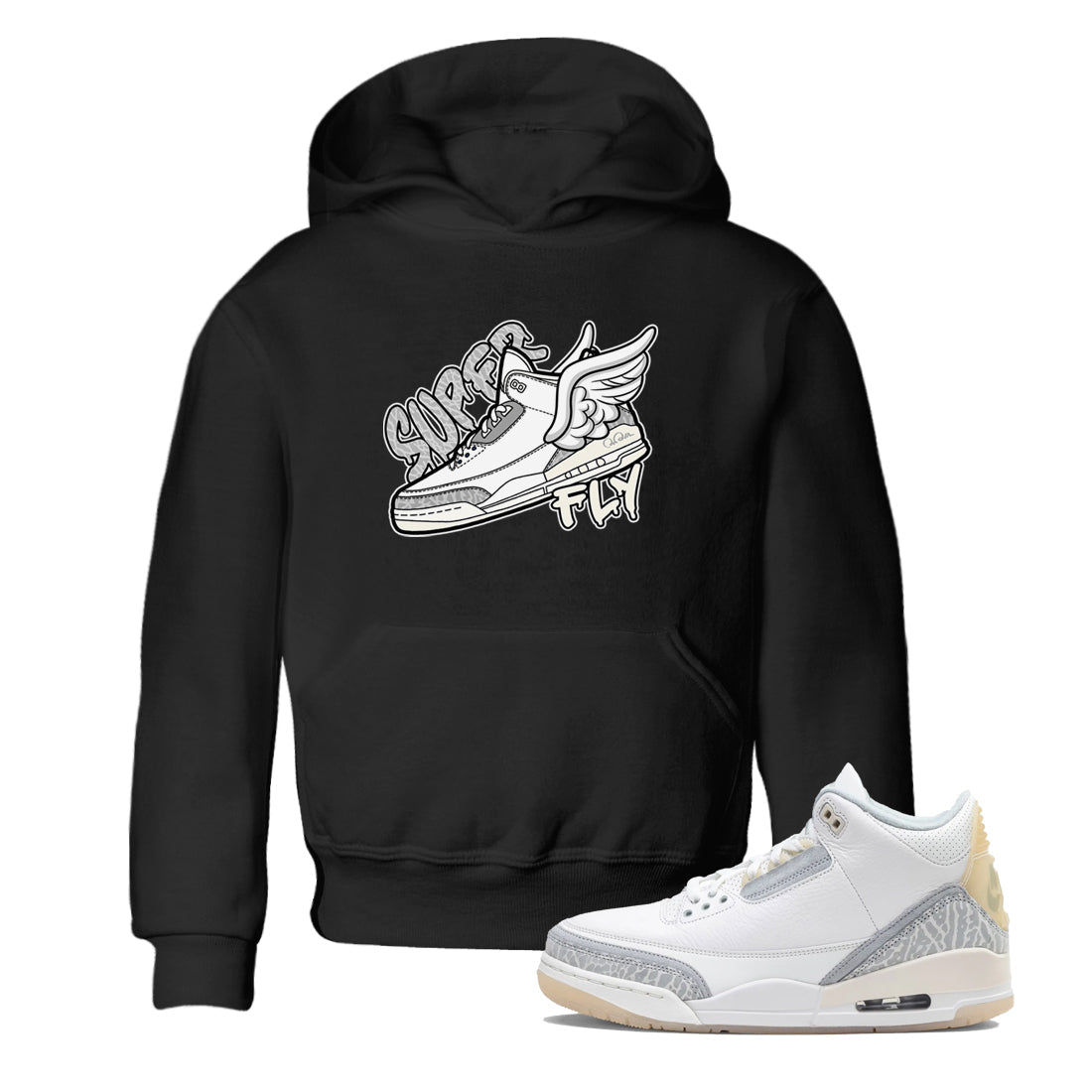 3s Ivory shirt to match jordans Super Fly sneaker tees Air Jordan 3 Ivory Drip Gear Zone baby toddler Black 1 cotton Shirt