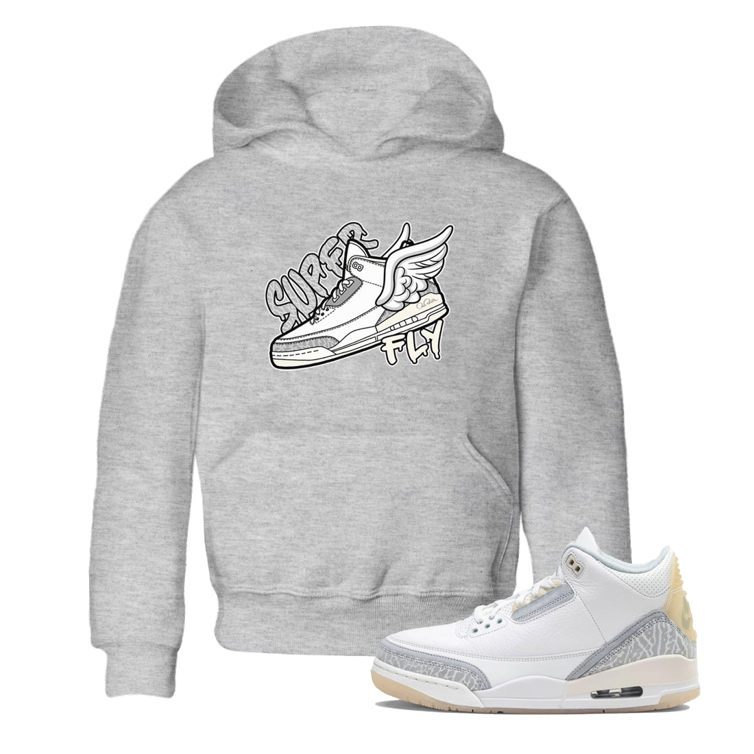 3s Ivory shirt to match jordans Super Fly sneaker tees Air Jordan 3 Ivory Drip Gear Zone baby toddler Heather Grey 1 cotton Shirt