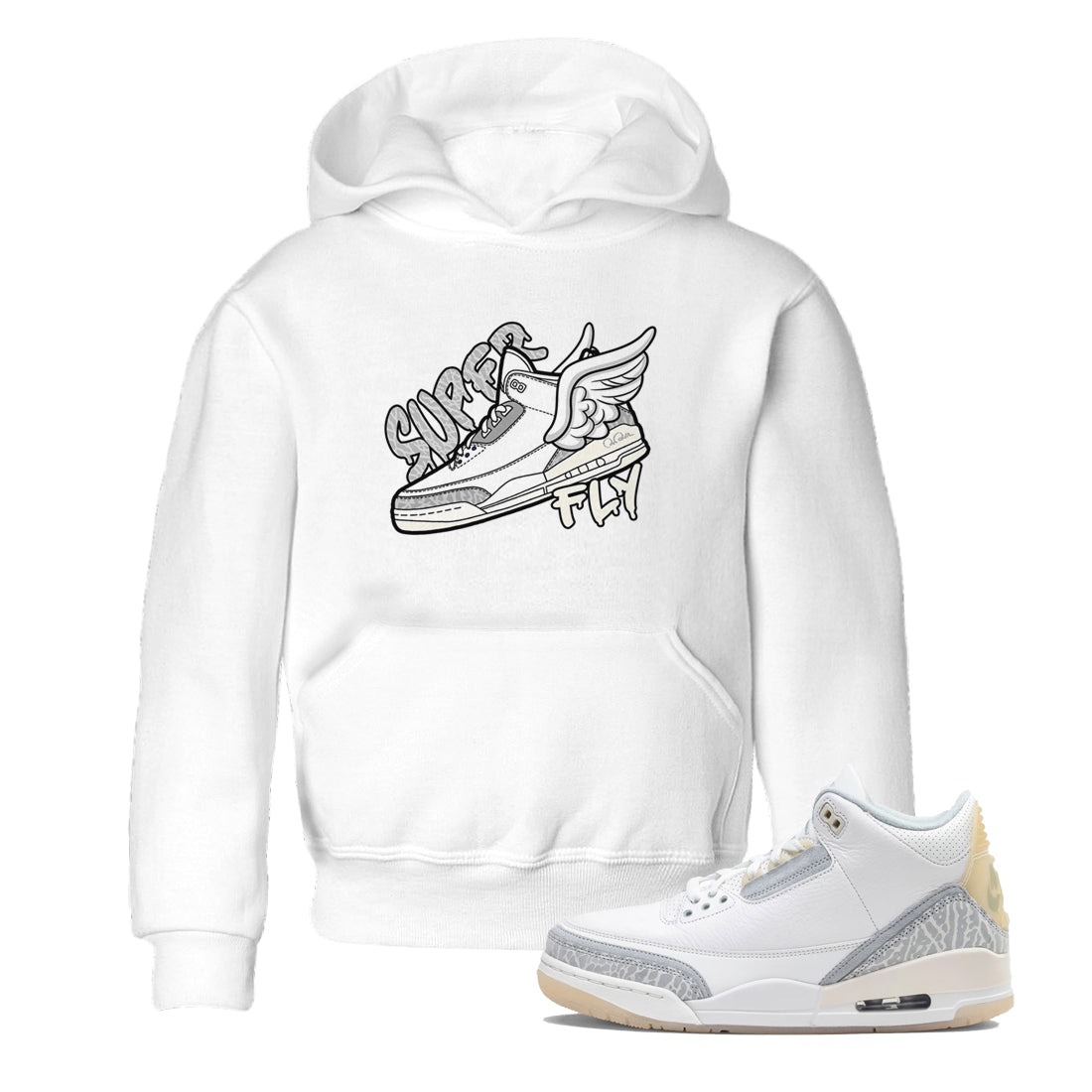 3s Ivory shirt to match jordans Super Fly sneaker tees Air Jordan 3 Ivory Drip Gear Zone baby toddler White 1 cotton Shirt